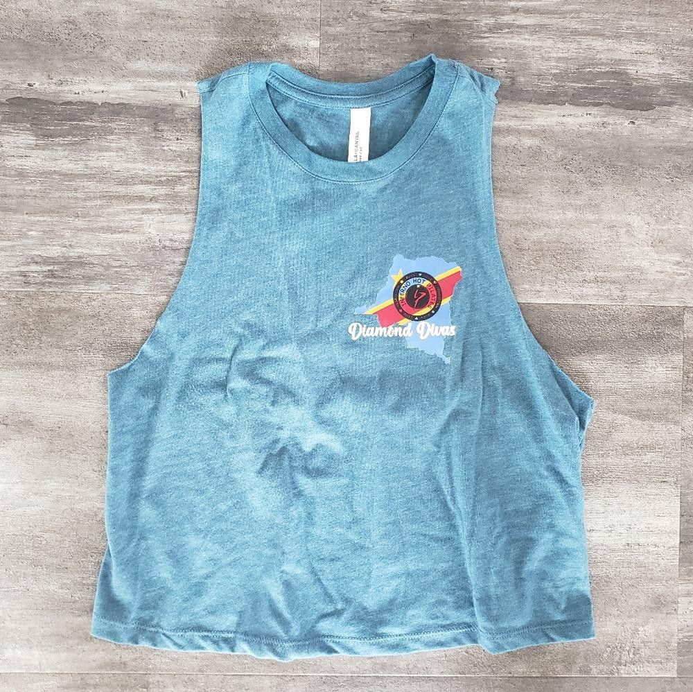 Designer Blue DR Congo Diamond Divas Muscle Tank Size S / US 4 / IT 40 - 1 Thumbnail