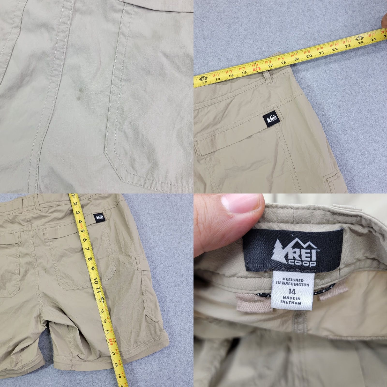 Vintage REI Co Op shorts Womens 14 Convertible Zip Off Cargo Hiking Outdoor Tan Pants Size 36" / US 14 / IT 50 - 8 Thumbnail