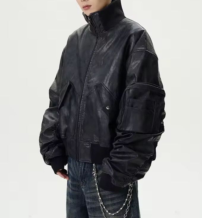 Leather Designer Punk Oversize Zip Up PU Leather Jacket Bomber Size US L / EU 52-54 / 3 - 1 Thumbnail