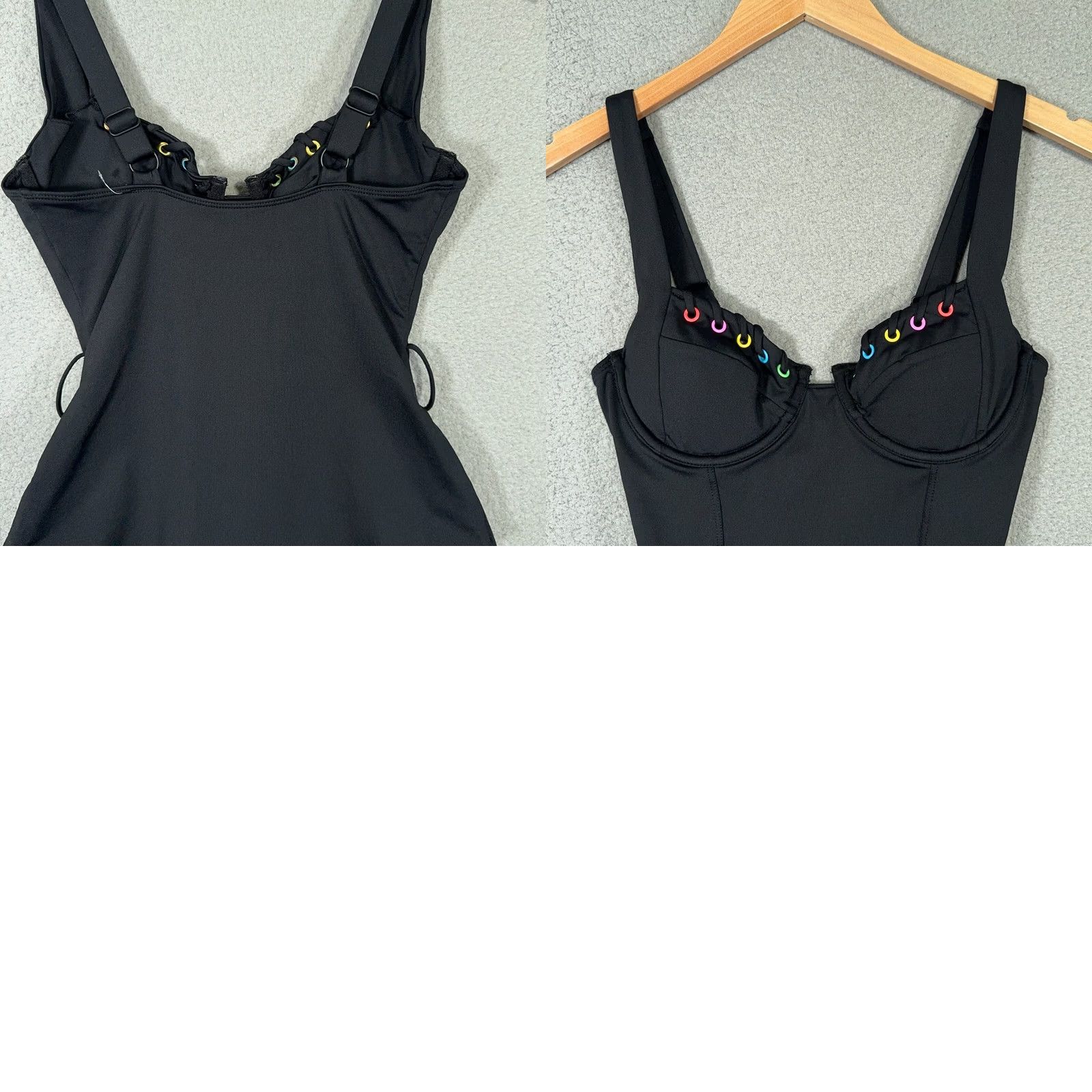 Vintage Vetchy One Piece Swimwear Women S Black Nylon Spandex Tank Adjustable Strap Built-In Bra Removable Pads Lace Underwire Victoria Beach Resort Vintage? Size ONE SIZE - 9 Thumbnail