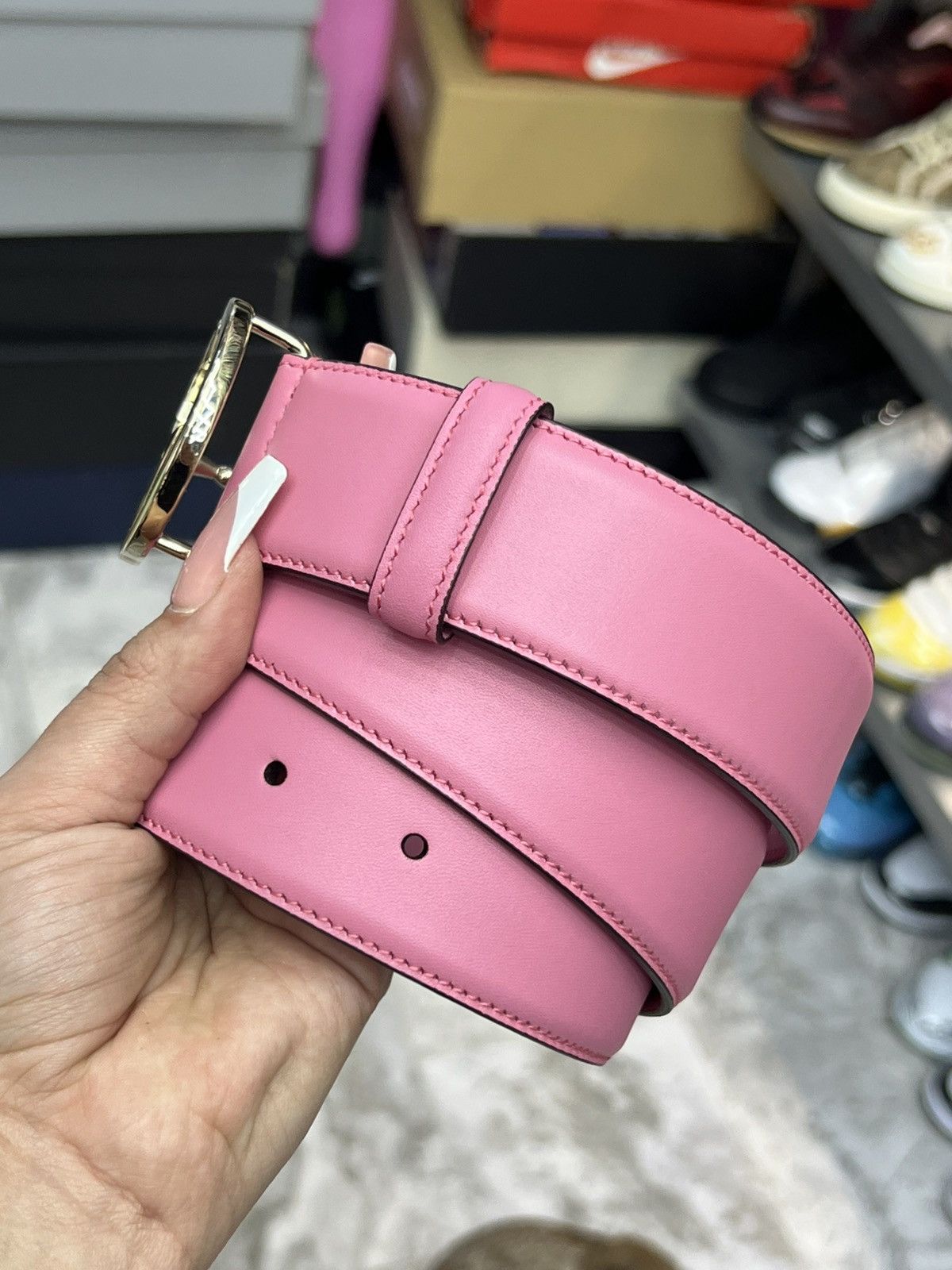 Gucci Gucci Pink Leather Belt Size 30 - 3 Thumbnail