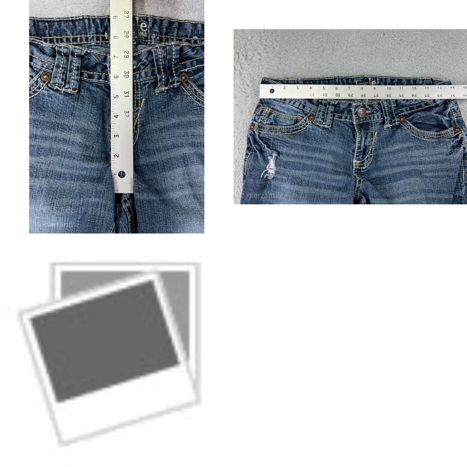 Denime Jade Jeans Blue Denim 9 Womens Low Rise Distressed Capri Cotton Size 30" / US 8 / IT 44 - 9 Thumbnail