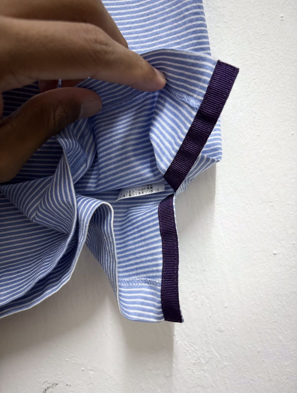 Ralph Lauren Purple Label Ralph Lauren Purple Label Stripe Soft Blue Polo Shirt Size US M / EU 48-50 / 2 - 6 Thumbnail