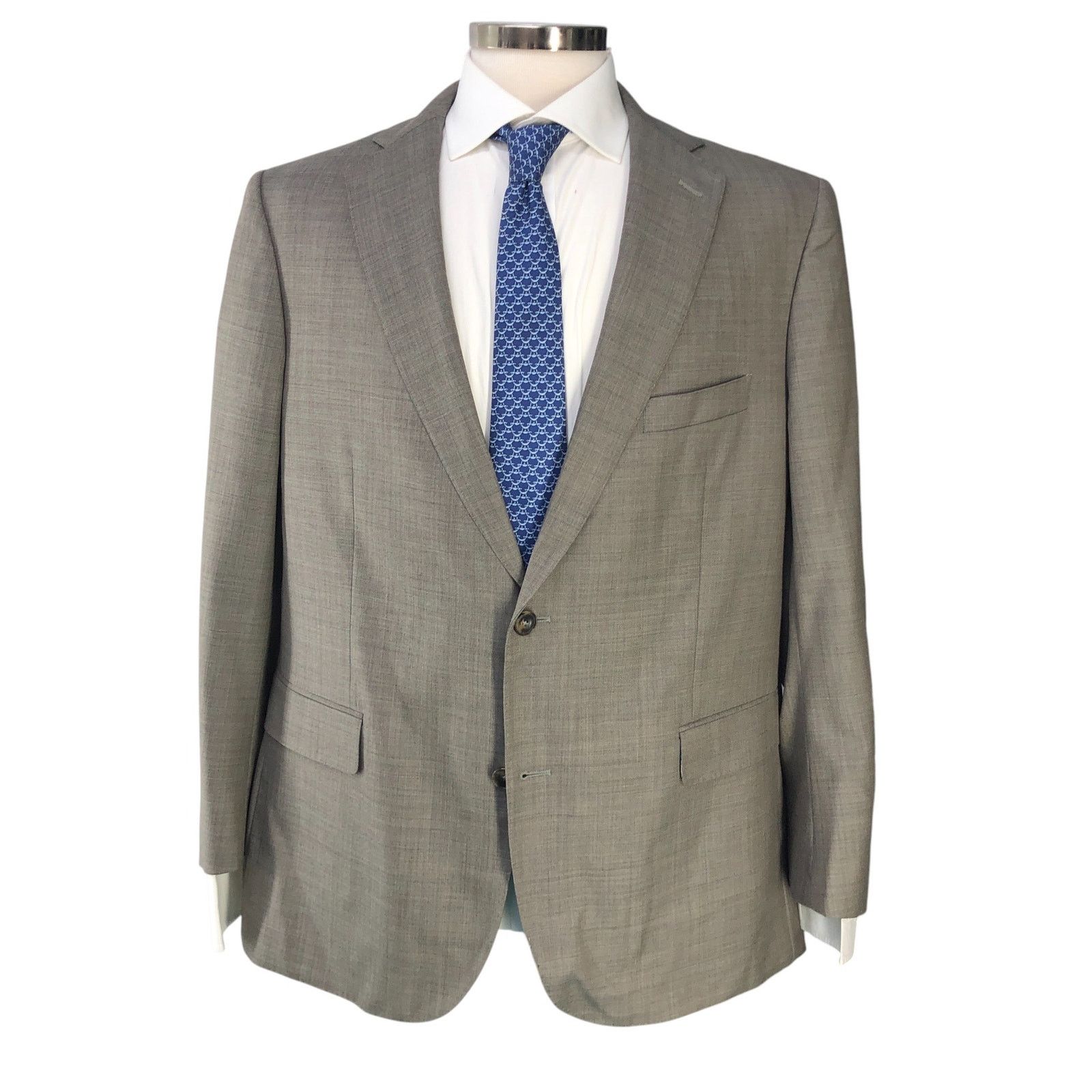 J.Hilburn J Hilburn 45R Sport Coat Blazer Light Taupe Revenge Sup150s Size 44R - 13 Thumbnail