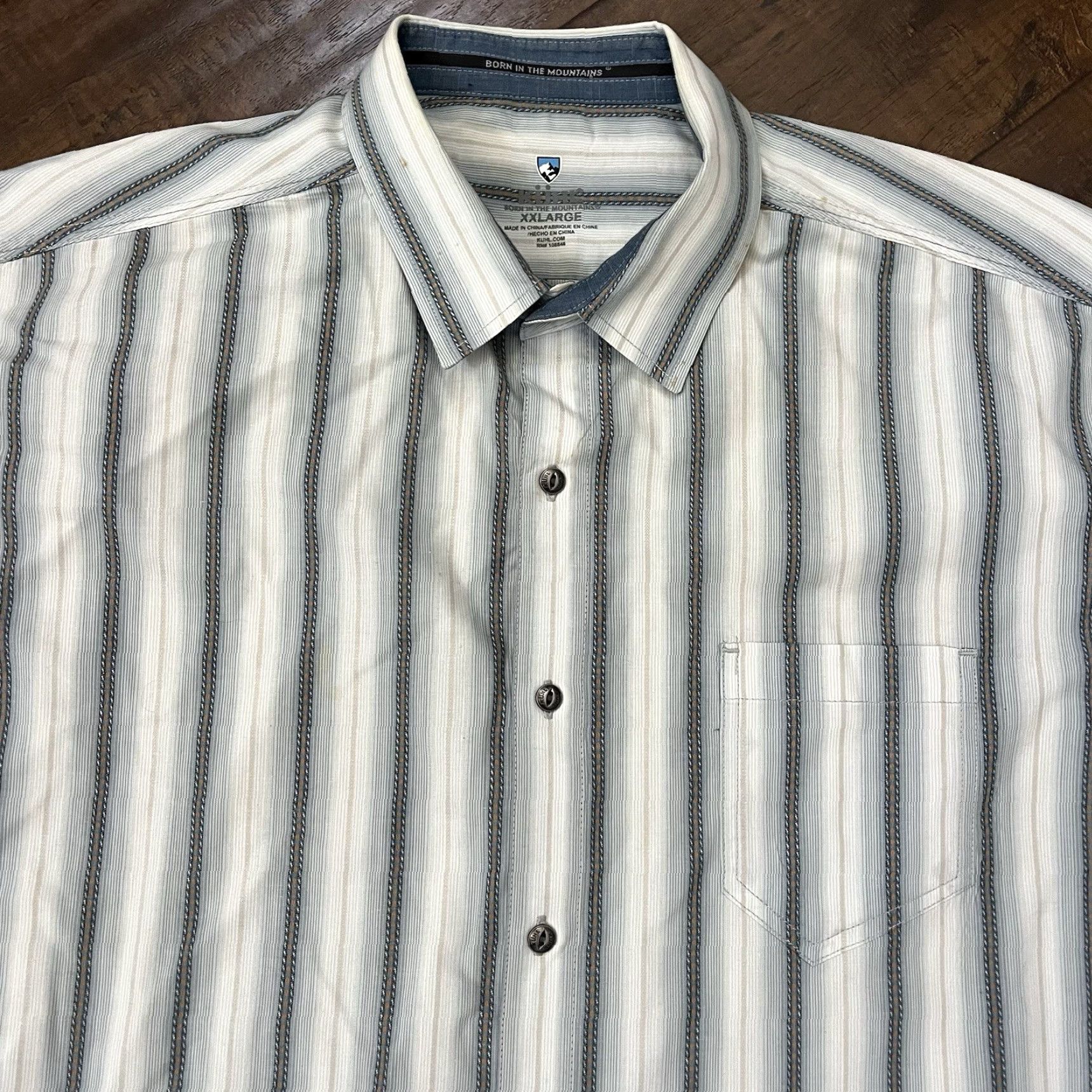 Vintage Kuhl Button-Up Shirt Mens 2XL Striped White Short Sleeve Casual Outdoor Hiking Travel Camp Regular Button-Up Collar Kuhl Logo Theme Outdoor Size US XXL / EU 58 / 5 - 2 Thumbnail