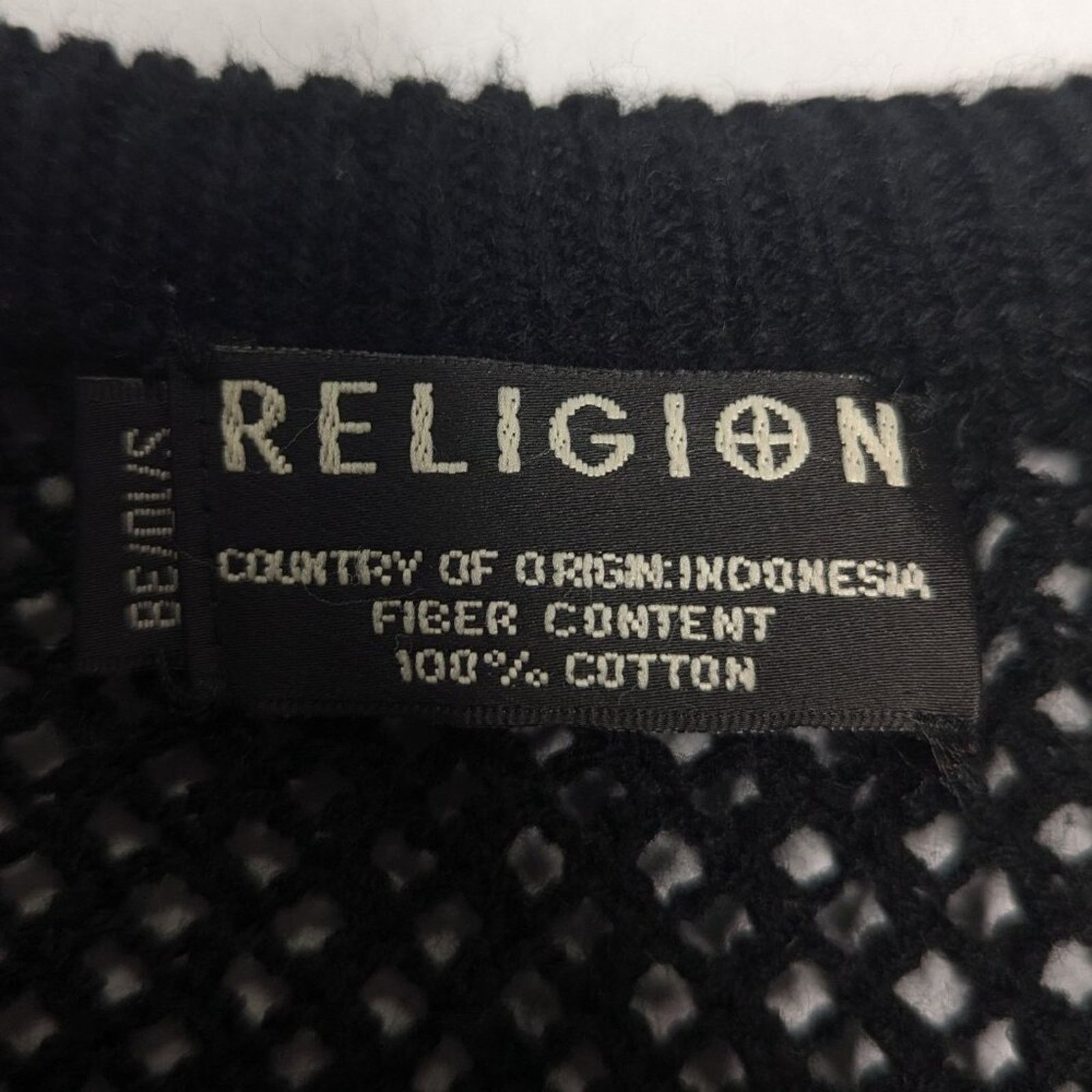 Other Religion Black Open Knit Crochet Sweater Iridescent Sequins Size S / US 4 / IT 40 - 2 Thumbnail