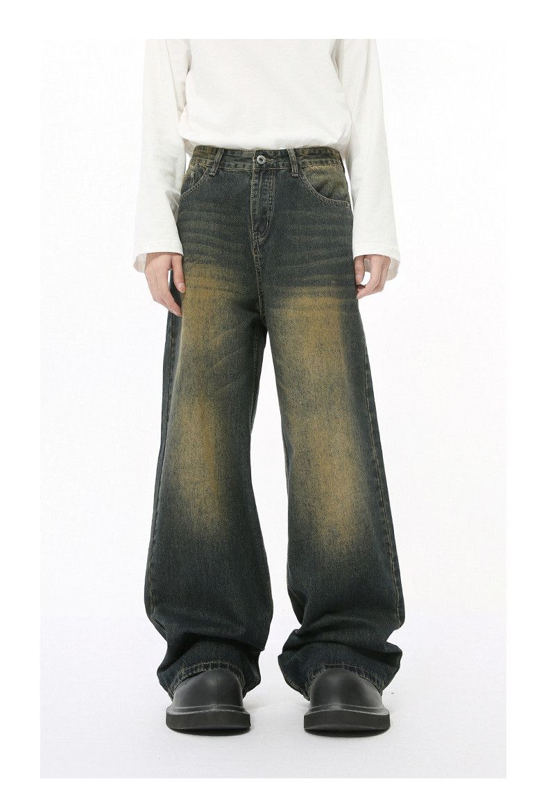 Vintage Japanese style retro distressed wide-leg straight jeans Size US 32 / EU 48 - 1 Thumbnail