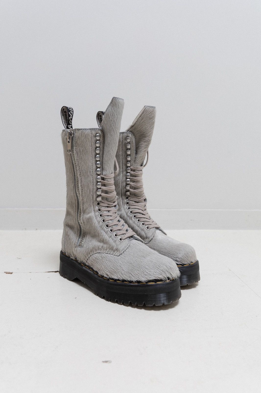 image of Dr Martens x Rick Owens Dr. Martens - 2022 Platforms Hair-On Boots in Grey Pearl, Men's (Size 7)