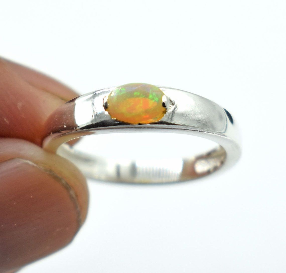 Handmade Ethiopian Opal Ring Handmade 925 Sterling Silver Bridal Ring Size ONE SIZE - 4 Thumbnail
