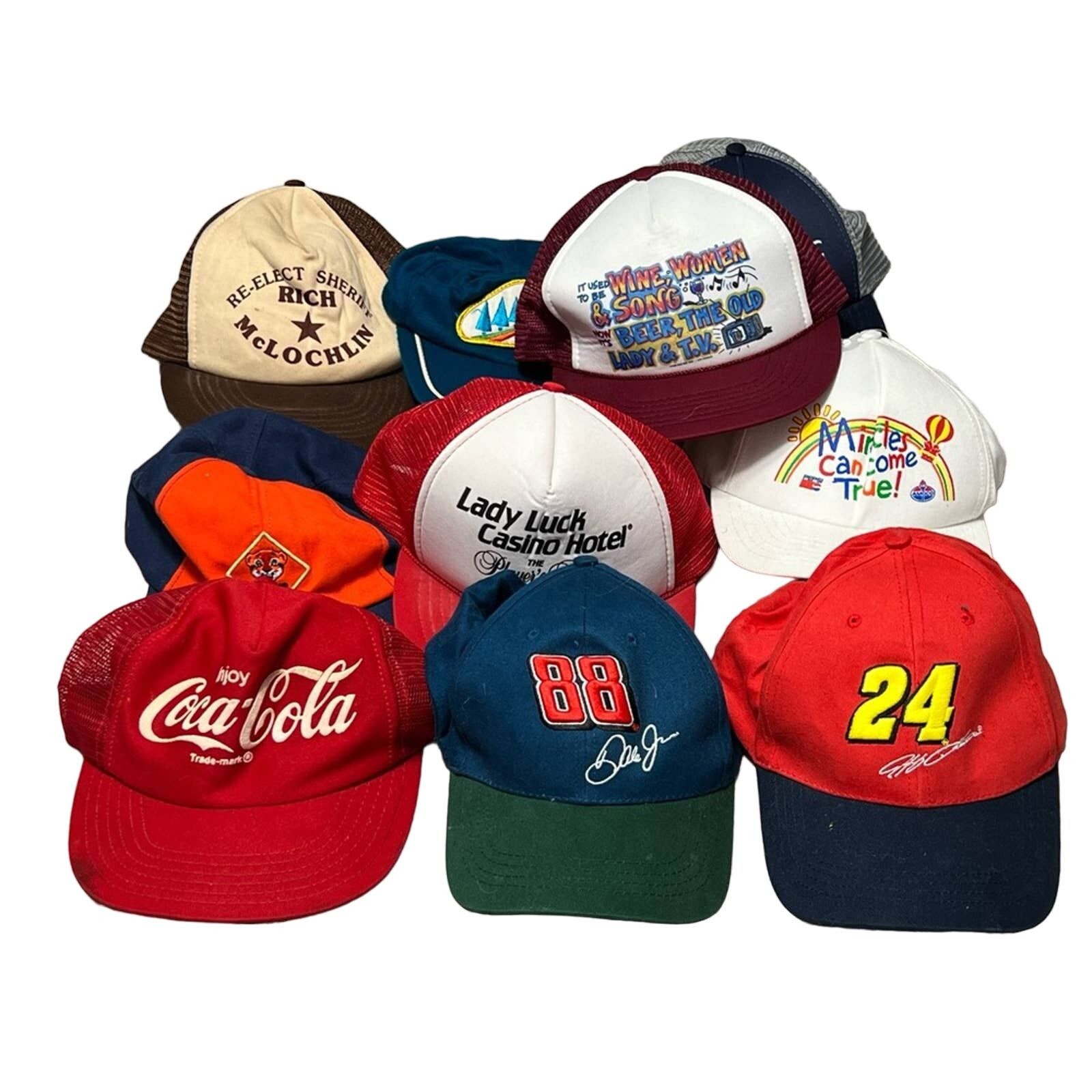 nascar-lot-of-10-vintage-80s-90s-snapback-trucker-hats-caps-racing