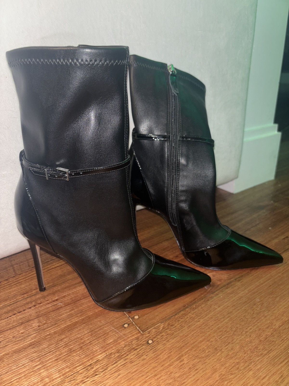 SCHUTZ Leather Boots with Patent Accents Size US 8 / IT 38 - 2 Thumbnail