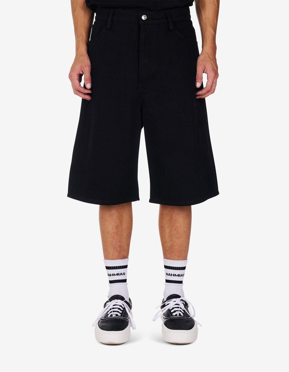 Nahmias Nahmias Black Denim Baggy Carpenter Shorts Size US 34 / EU 50 - 1 Thumbnail