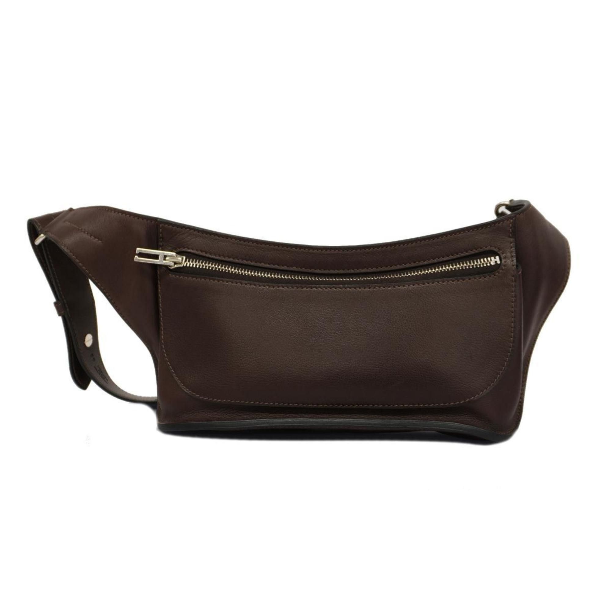 image of Hermes Body Bag Chiquita 90 □N Stamp Evergrain Chocolat Men's Women's