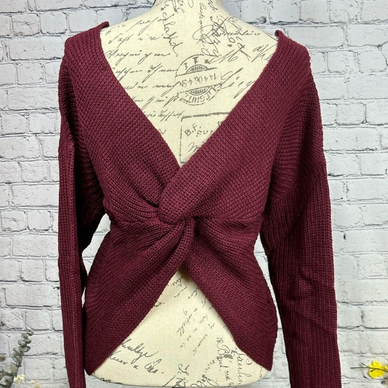 Other Reversible Twisted Knit Long Sleeve Fall Sweater Burgundy M Size M / US 6-8 / IT 42-44 - 12 Thumbnail