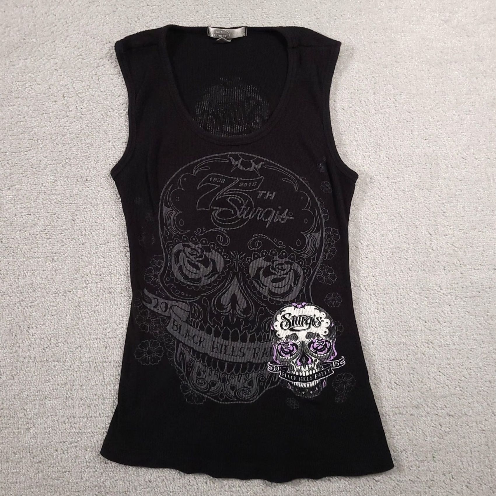 Vintage VINTAGE Hot Leathers Shirt Womens Large Black 2015 Skull Tank Top Biker Rally Size L / US 10 / IT 46 - 2 Thumbnail