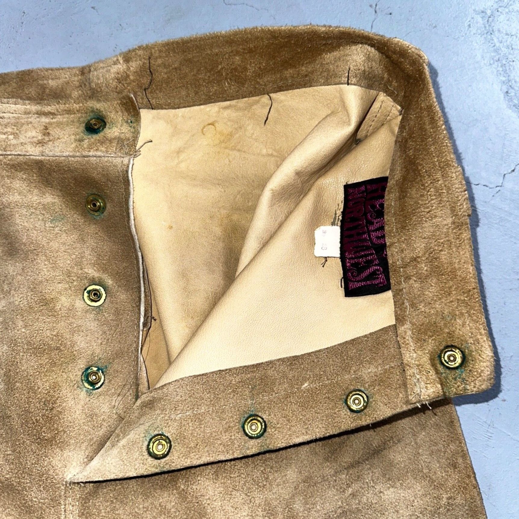 VINTAGE 1960s Leather Pants 28 Wide Leg Brown Rockabilly 60s Cowboy Suede 27x30