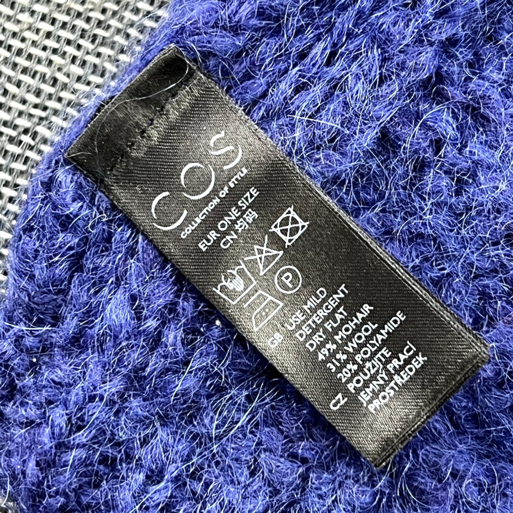 Cos COS Beanie Hat One Size Blue Cuffed Cable Knit Mohair Wool Womens - Beanie, Solid Pattern, Casual, Knitwear, COS, Women, One Size, Blue, 90s-None Size ONE SIZE - 5 Thumbnail