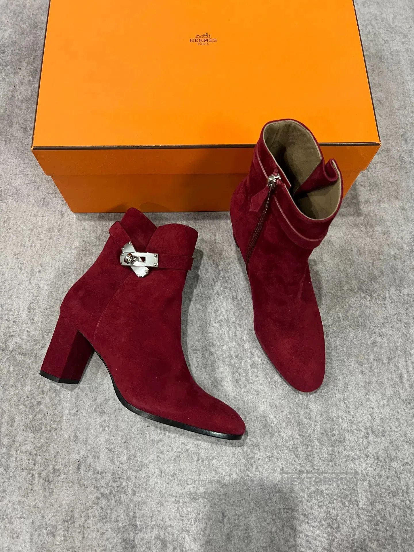 Hermes Hermes Red Kelly Silver Buckle Ankle Boots. Size US 6 / IT 36 - 2 Thumbnail