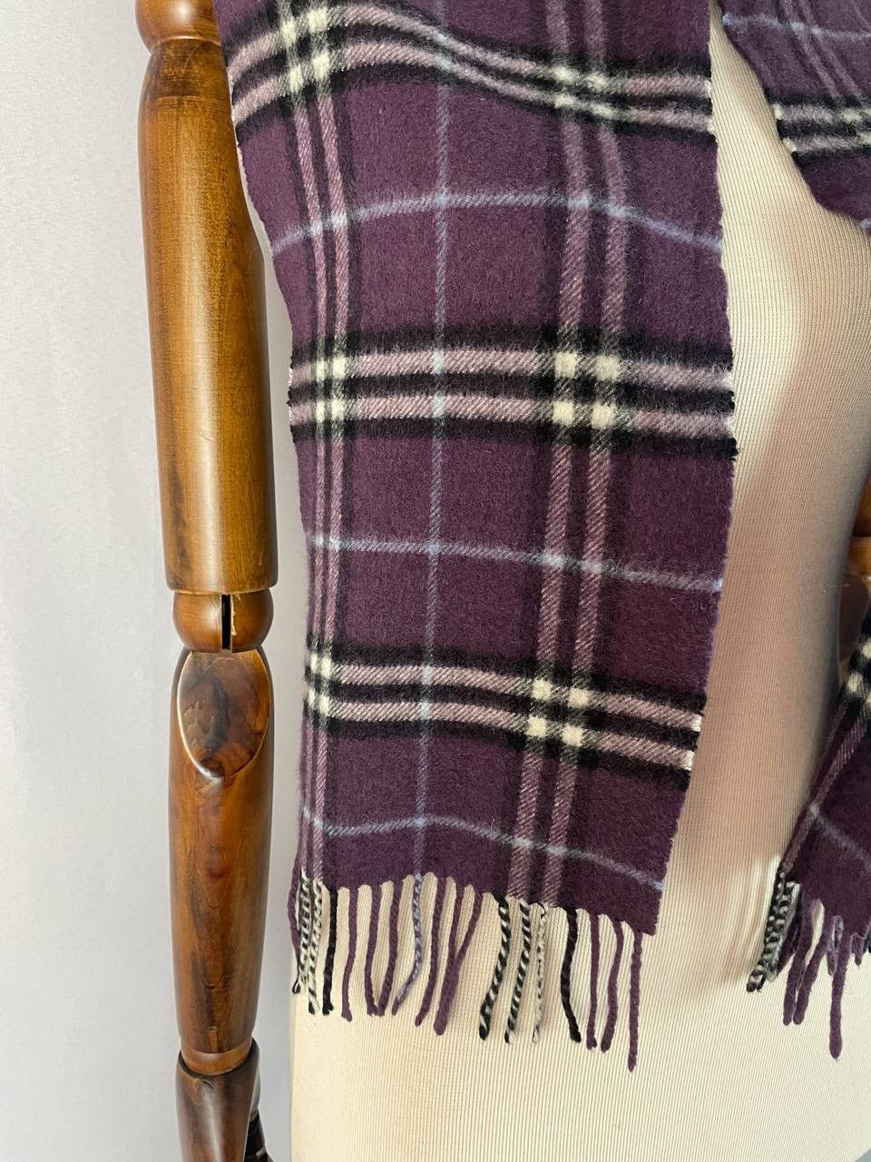 Burberry Burberry Nova Check Purple Scarf Cashmere Size ONE SIZE - 5 Thumbnail