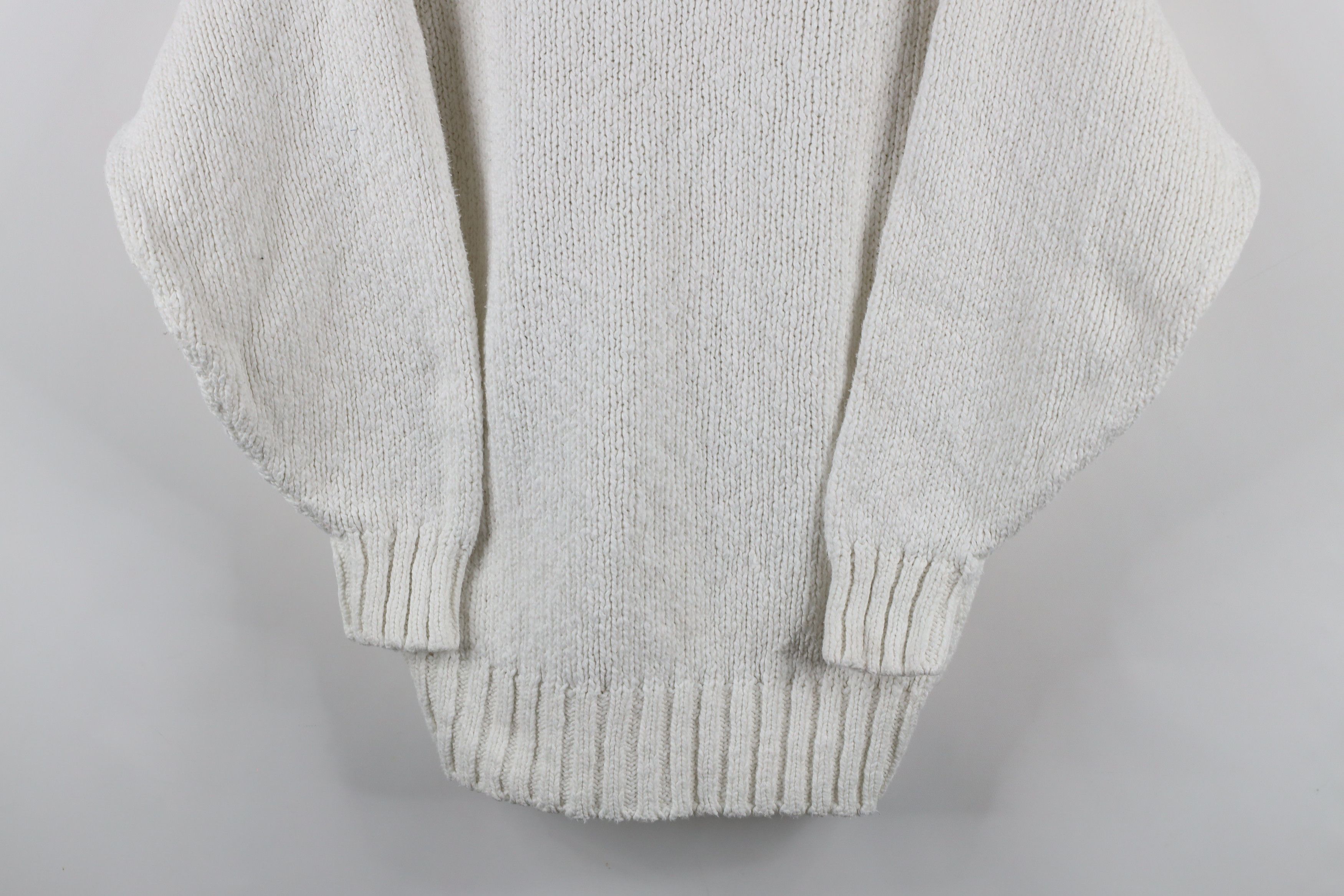 Paul Stuart × Vintage Vintage 90s Paul Stewart Cotton Knit Sweater White Ireland Size US M / EU 48-50 / 2 - 3 Thumbnail
