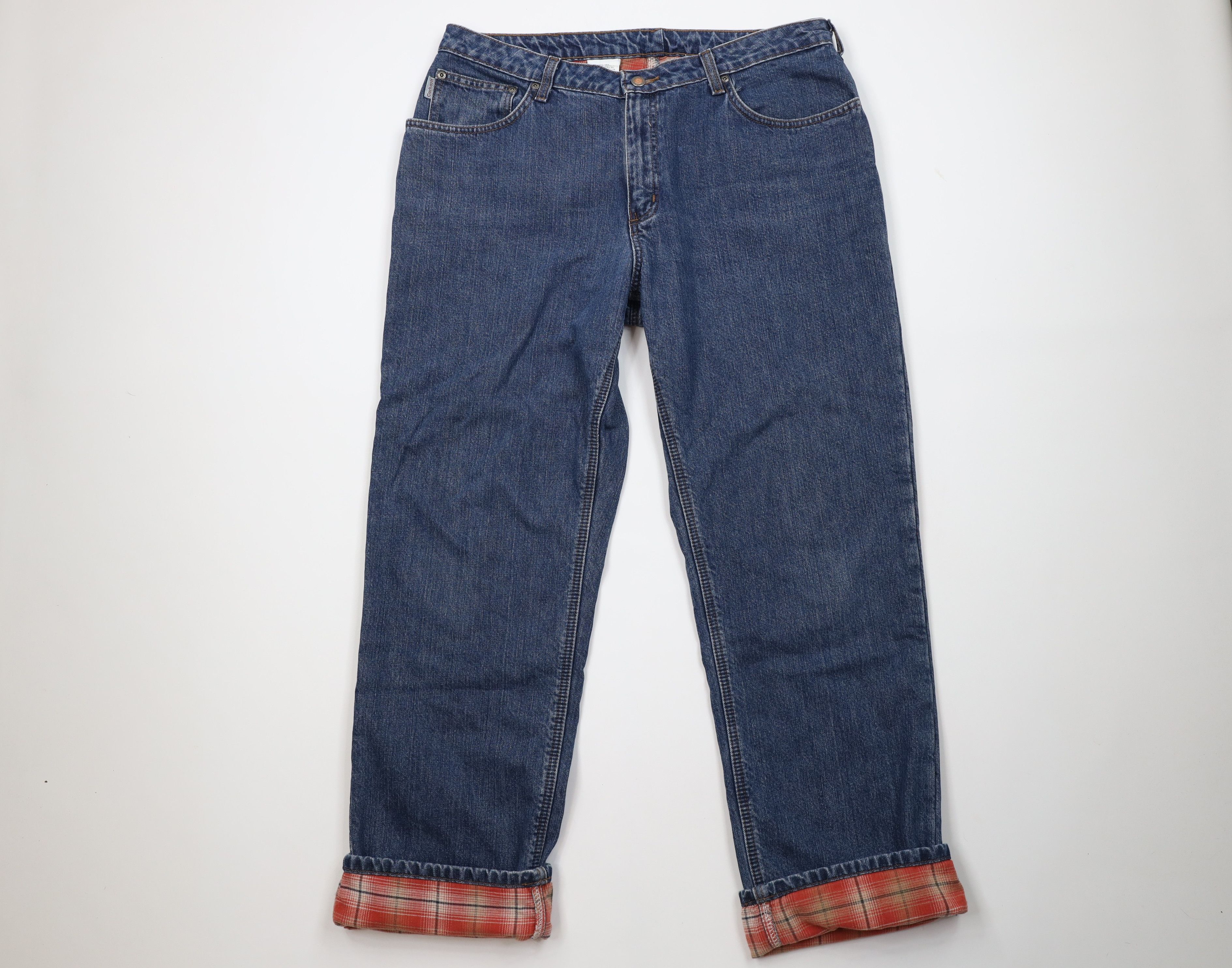 Vintage Y2K Carhartt Lined Wide Leg Dungaree Jeans Blue
