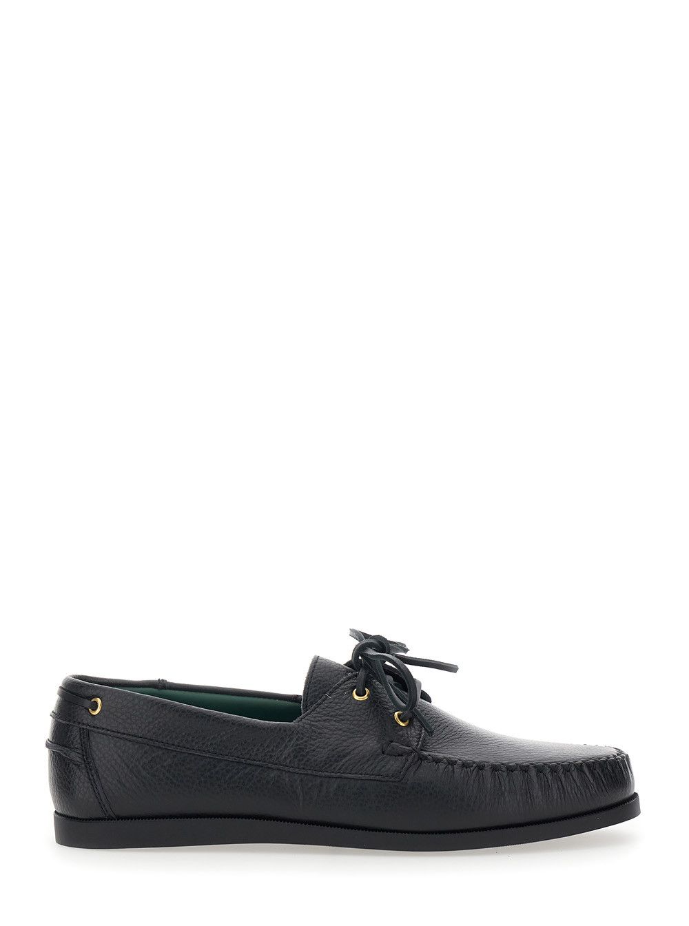 VINNY's Black Loafers with Rounded Toe and Bow Laces on the Front in Leather for Men Size US 11 / EU 44 - 1 Thumbnail