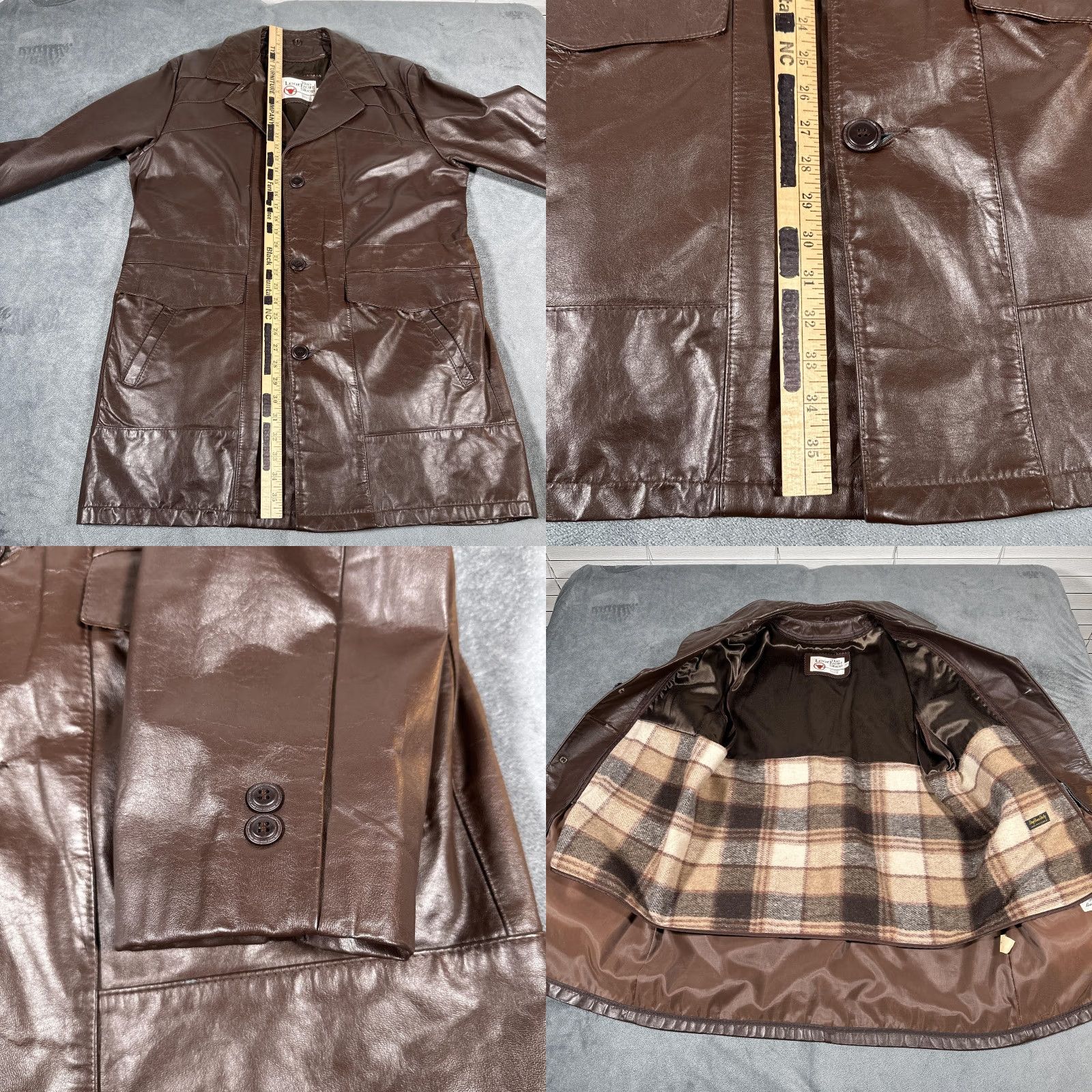 Sears VINTAGE Sears The Leather Shop Brown Leather Car Coat 42 Tall Men's Overcoat 1970s Size US XS / EU 42 / 0 - 8 Thumbnail