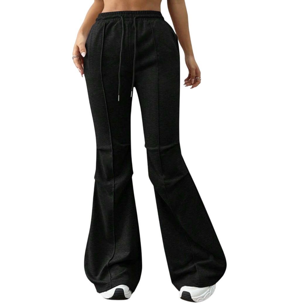 Shein Drawstring Waist Casual Flared Pants in Black, Size S Size 26" / US 2 / IT 38 - 1 Thumbnail
