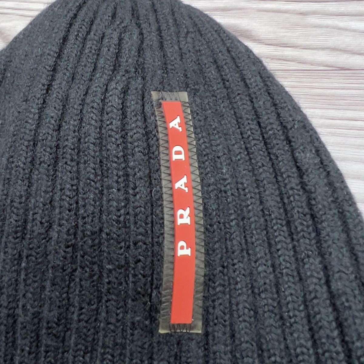 Prada Prada Linea Rossa Ribbed Wool Beanie Size ONE SIZE - 3 Thumbnail