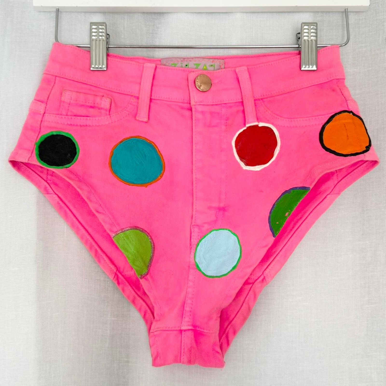 Other ✧ neon polka dot denim micro shorts ⋆ zig zag goods ✧ Size 24" / US 00 / IT 34 - 2 Thumbnail