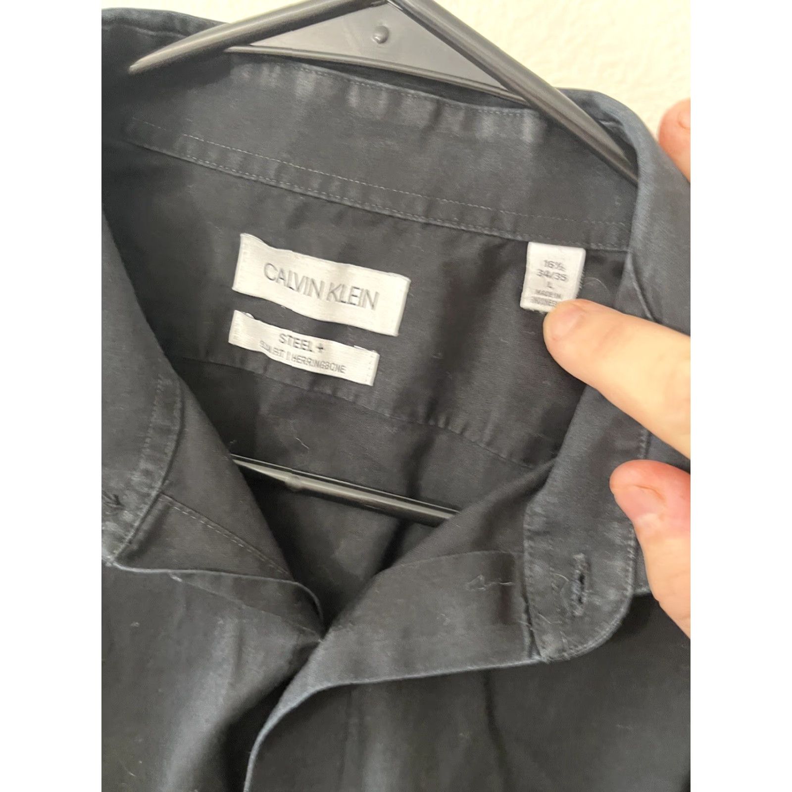 Calvin Klein Calvin Klein Collection Shirt Men Slim 16.5 Black Cotton & Elastine Stretch Button-Down Long Sleeve Size US L / EU 52-54 / 3 - 5 Thumbnail
