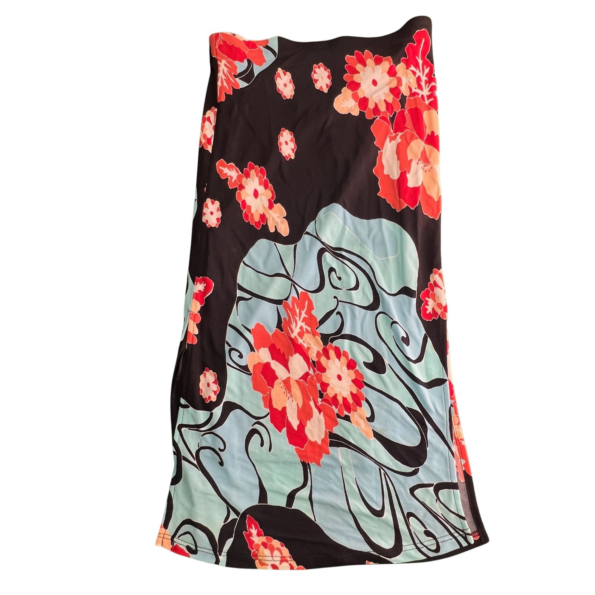 Guess Guess Womens XS Floral Print Skirt Black Red Multi-Color Mid Size 26" / US 2 / IT 38 - 3 Thumbnail