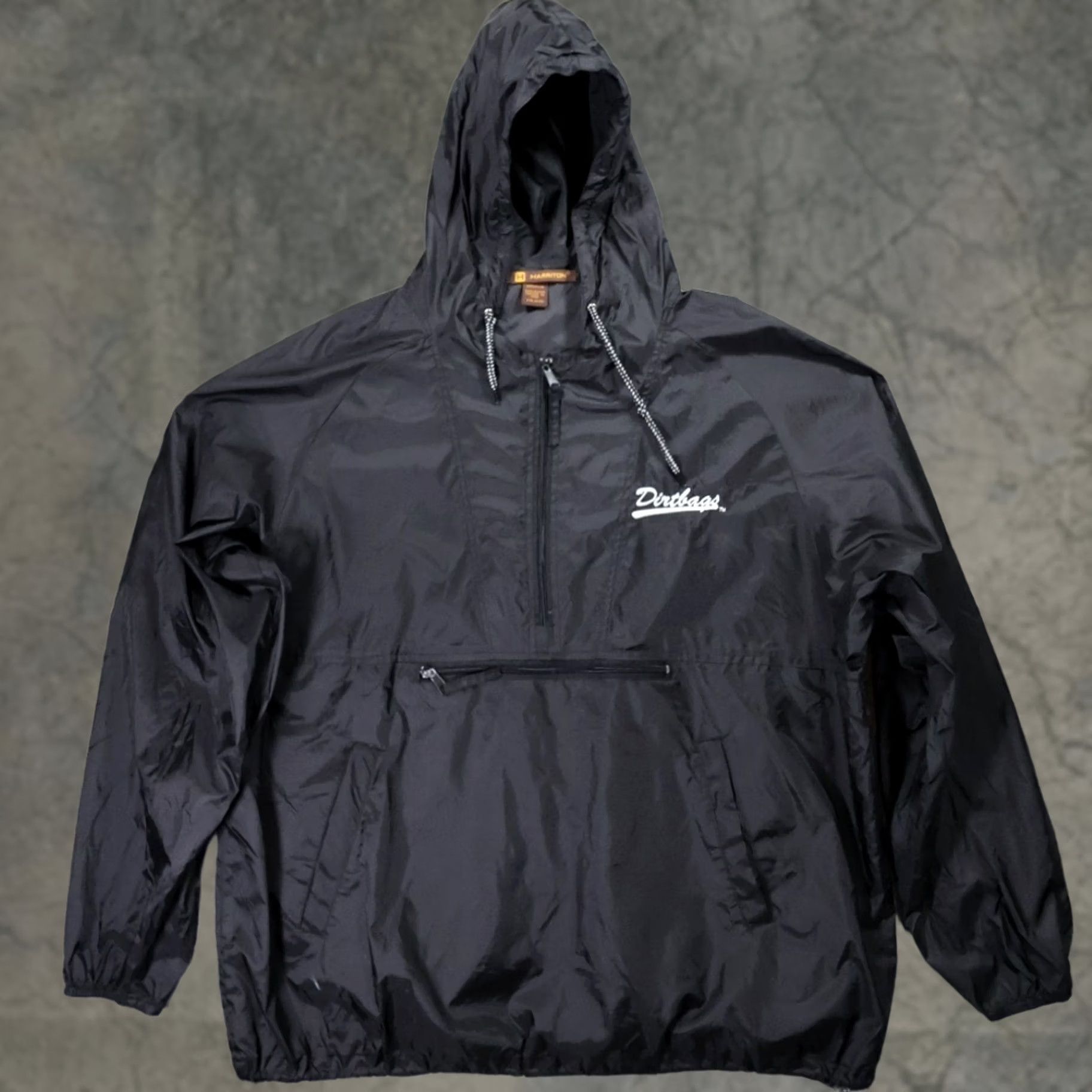 Vintage Harriton Windbreaker Mens 2XL Black Hooded Anorak Dirtbags Graphic Size US XXL / EU 58 / 5 - 1 Thumbnail