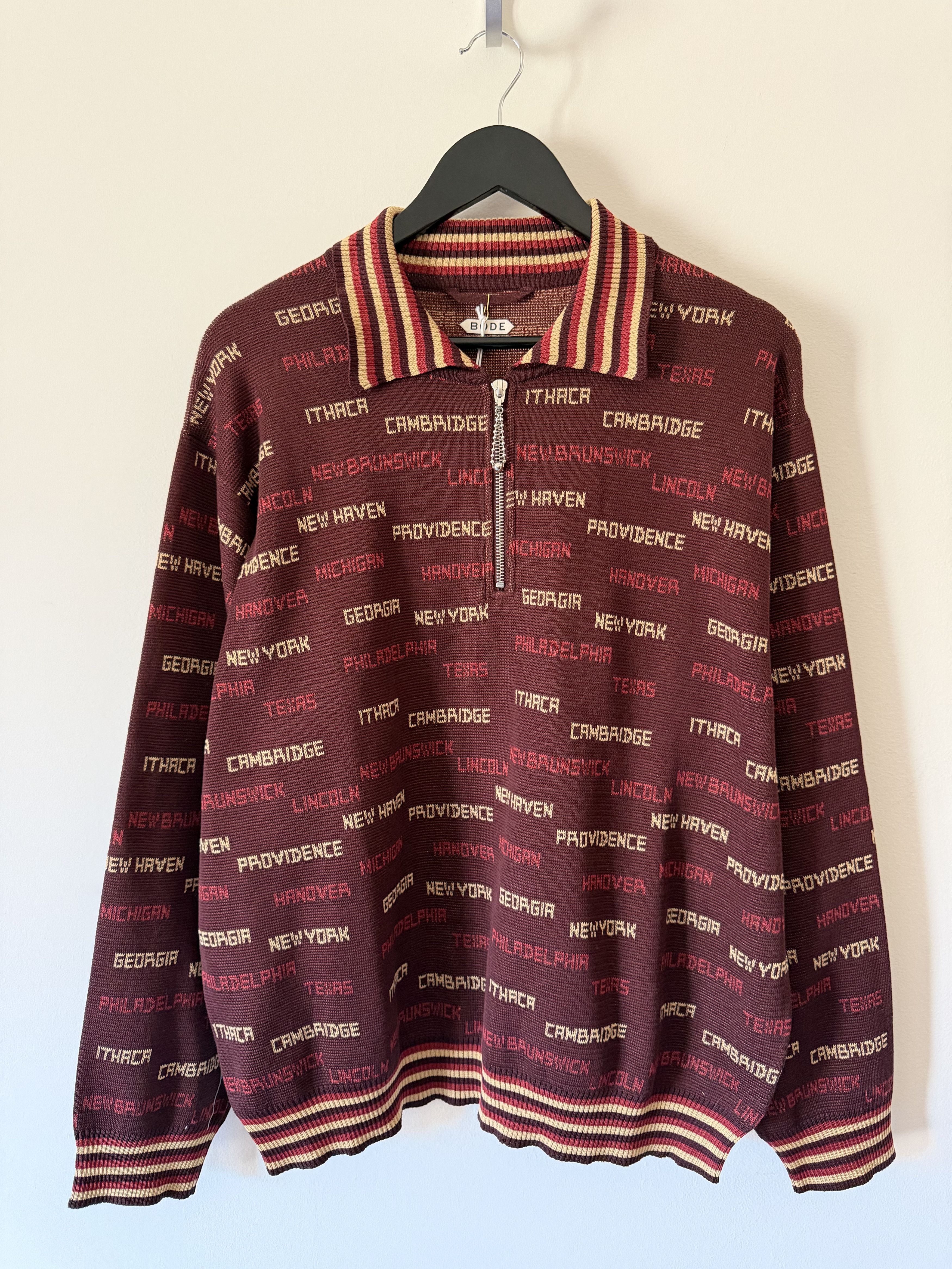Bode Bode Gridiron Quarter Zip Sweater in Brown Size US L / EU 52-54 / 3 - 1 Thumbnail