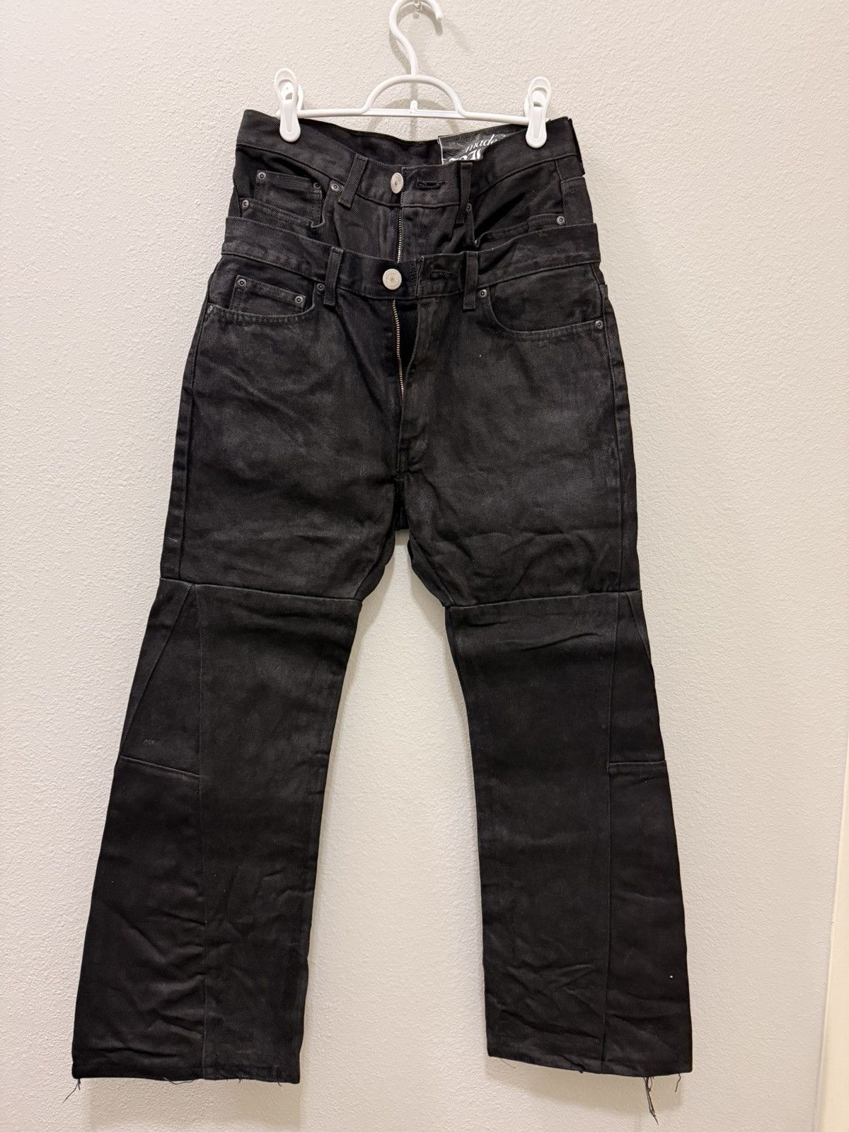 Hysteric Glamour Bi0me double-waist waxed jeans Size US 28 / EU 44 - 1 Thumbnail