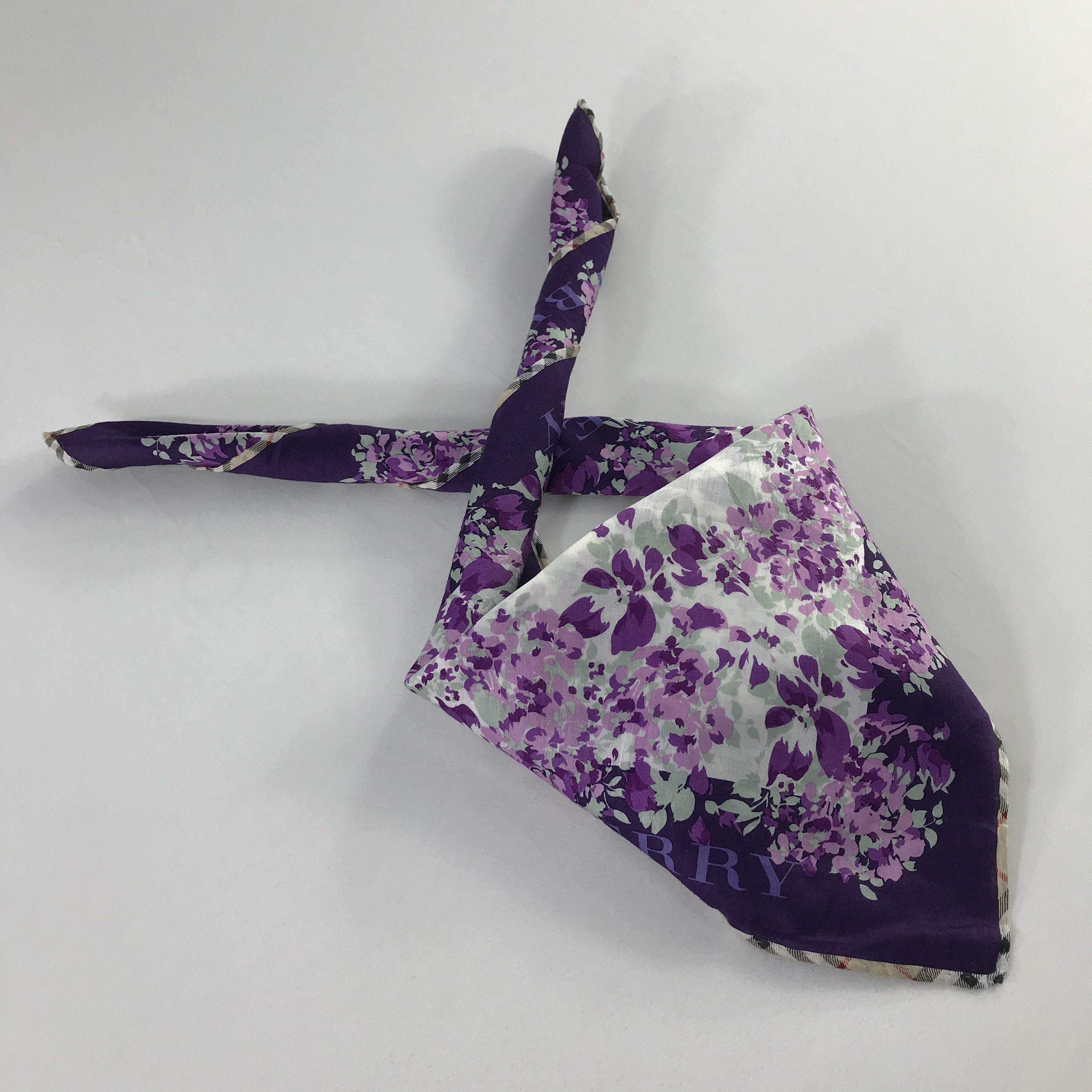 Burberry × Vintage Burberry Bandana / Handkerchief / Neckerchief - S1005 Size ONE SIZE - 4 Thumbnail
