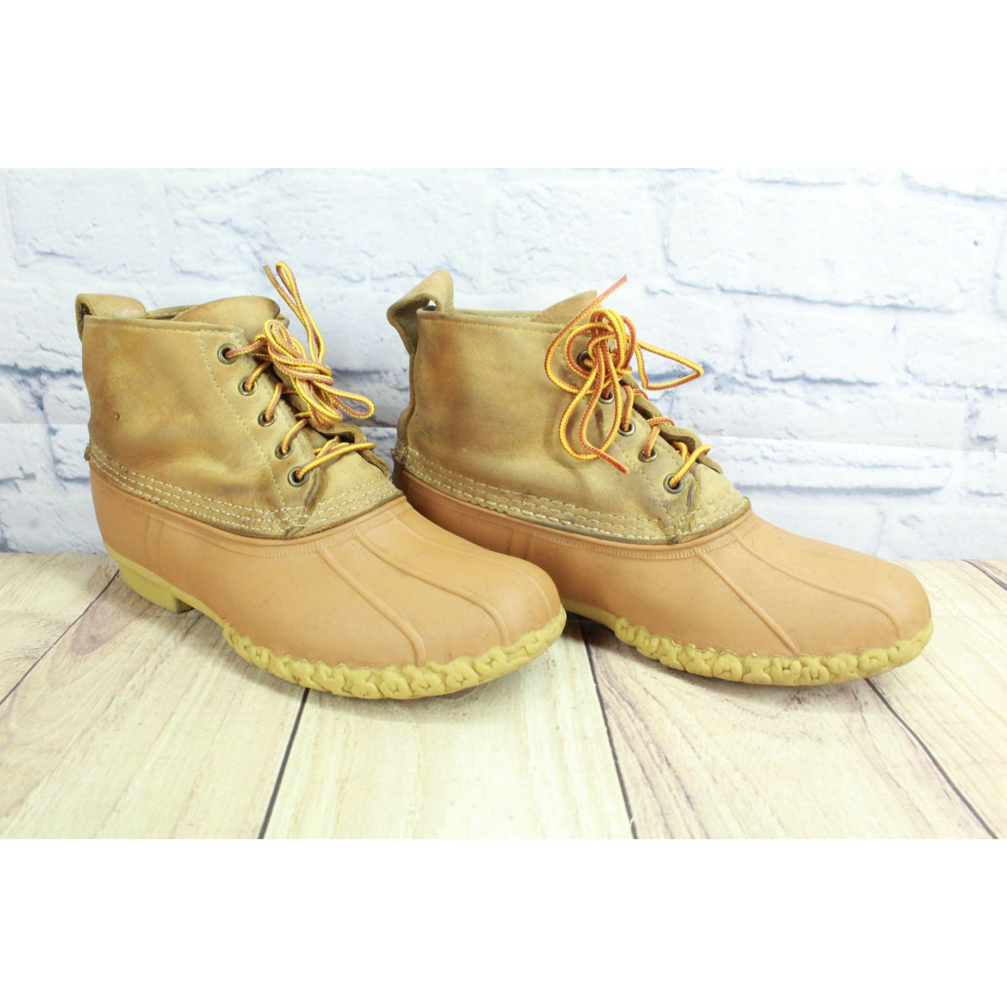 L.L. Bean LL Bean Yellow Leather Lace Up Unlined Ankle Duck Boots Size US 10 / IT 40 - 3 Thumbnail