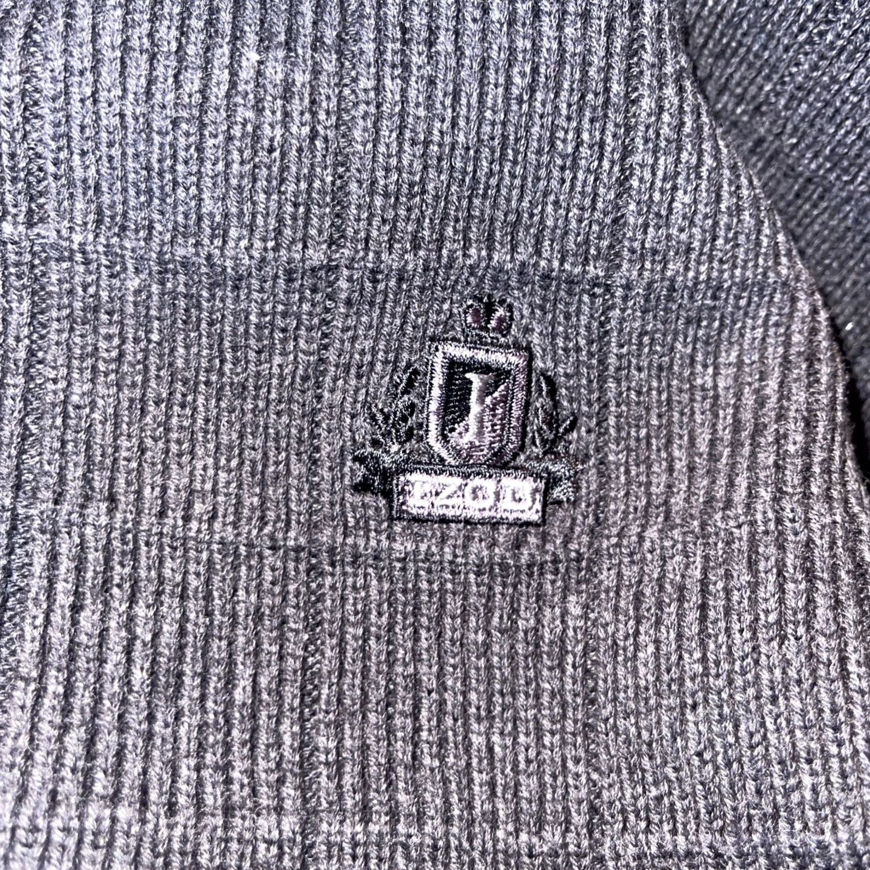 Izod IZOD Men's Cable Knit Golf Sweater Charcoal Gray Cotton Logo Ribbed Knit Pullover L Mens Regular Size US L / EU 52-54 / 3 - 2 Thumbnail