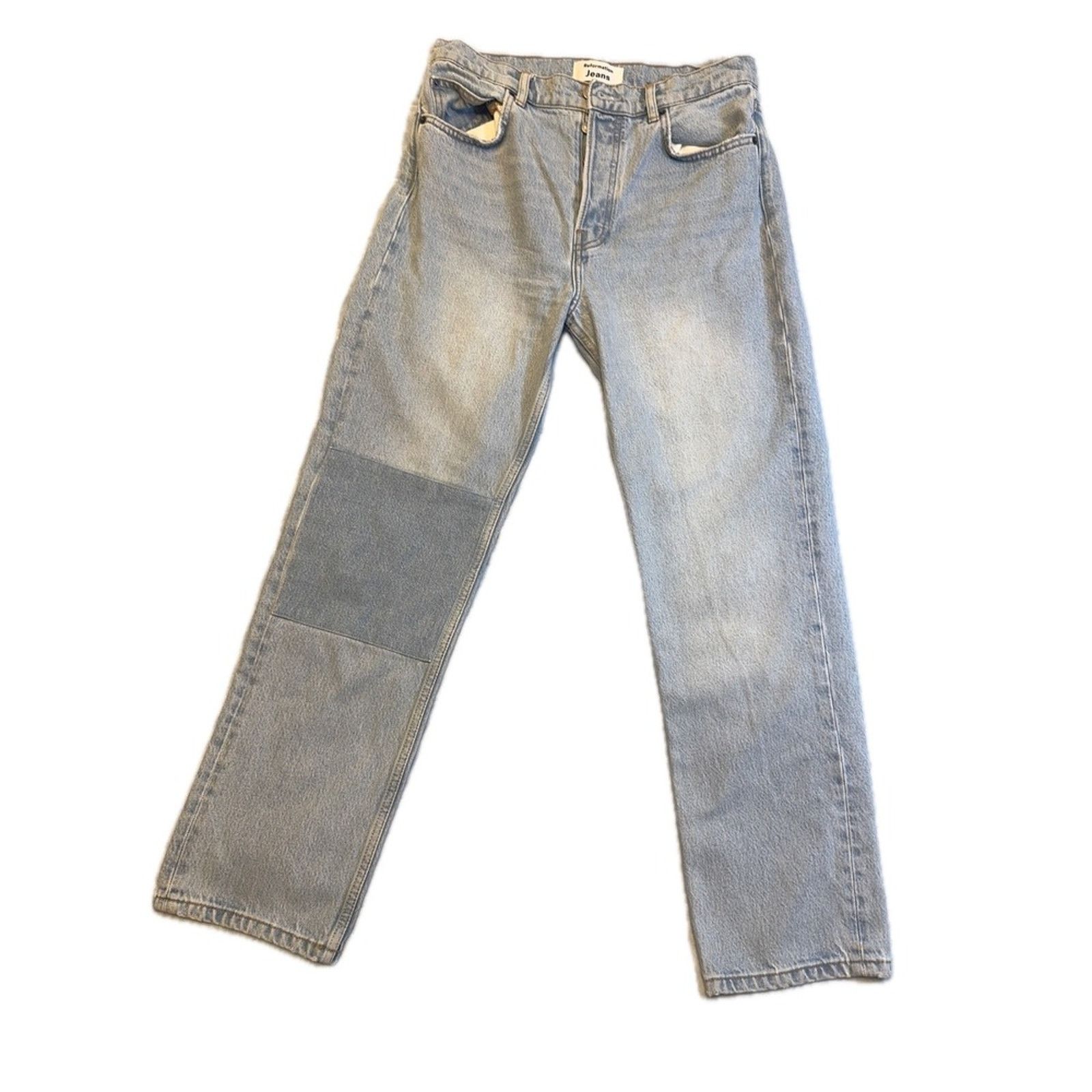 Reformation Reformation Jeans Light Wash Patch High Rise Denim Pants 27 Size 27" / US 4 / IT 40 - 1 Thumbnail
