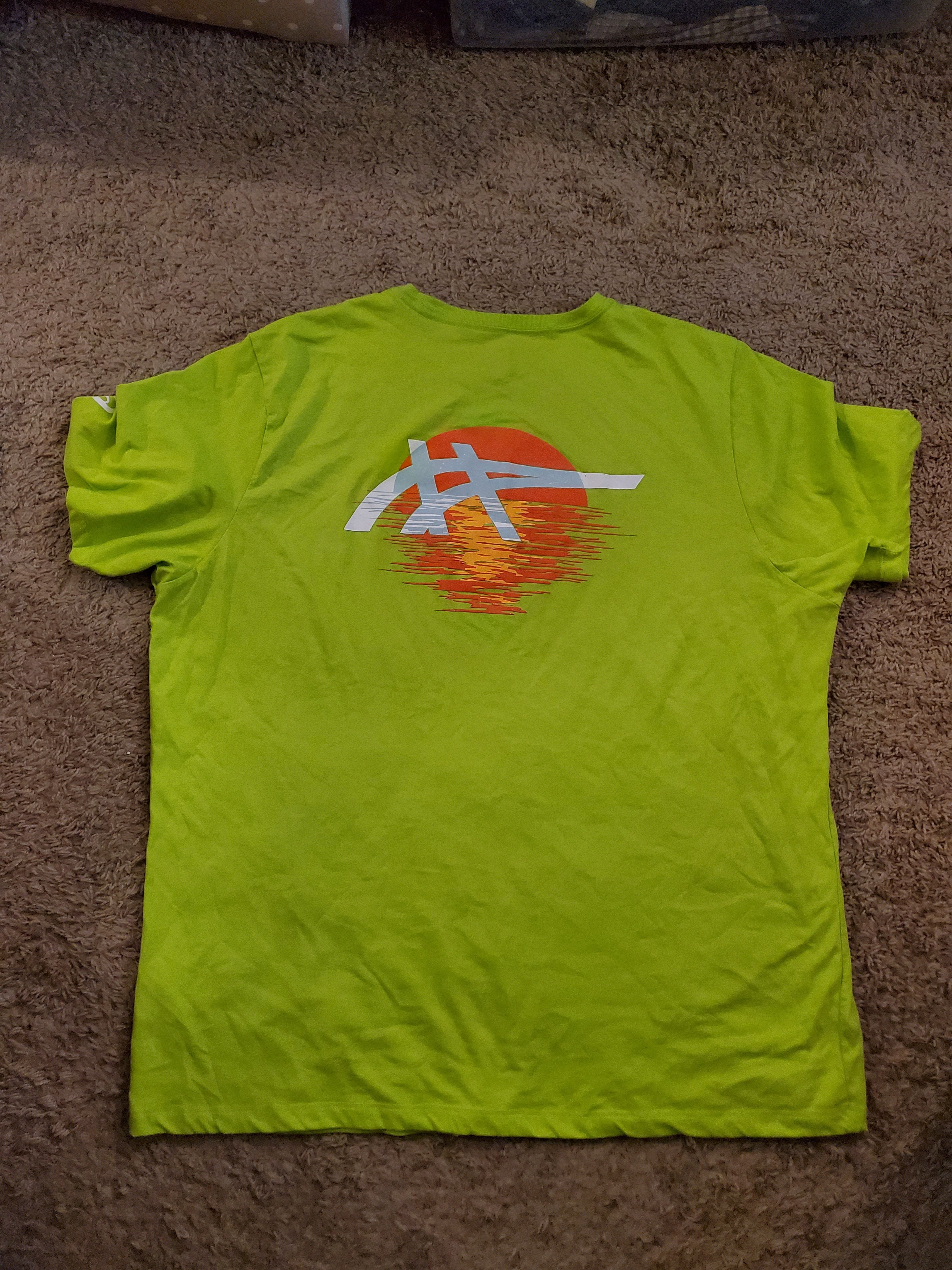 Asics *NWOT* ASICS Men's 2XL Stripes Sunrise Lime Green Tee Size US XXL / EU 58 / 5 - 3 Thumbnail
