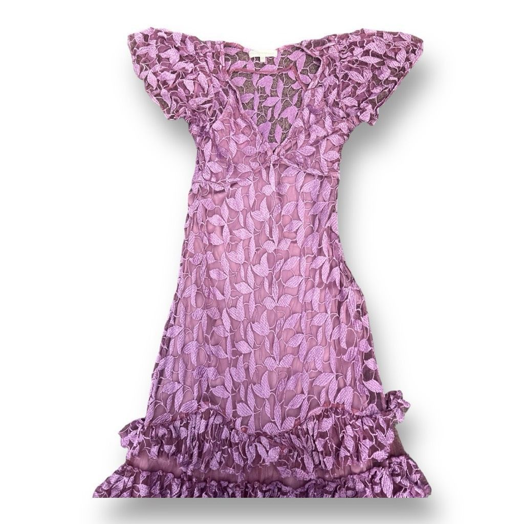 LoveShackFancy LoveShackFancy Purple Kamber Lace Floral Maxi Dress Size 0 Size XS / US 0-2 / IT 36-38 - 7 Thumbnail