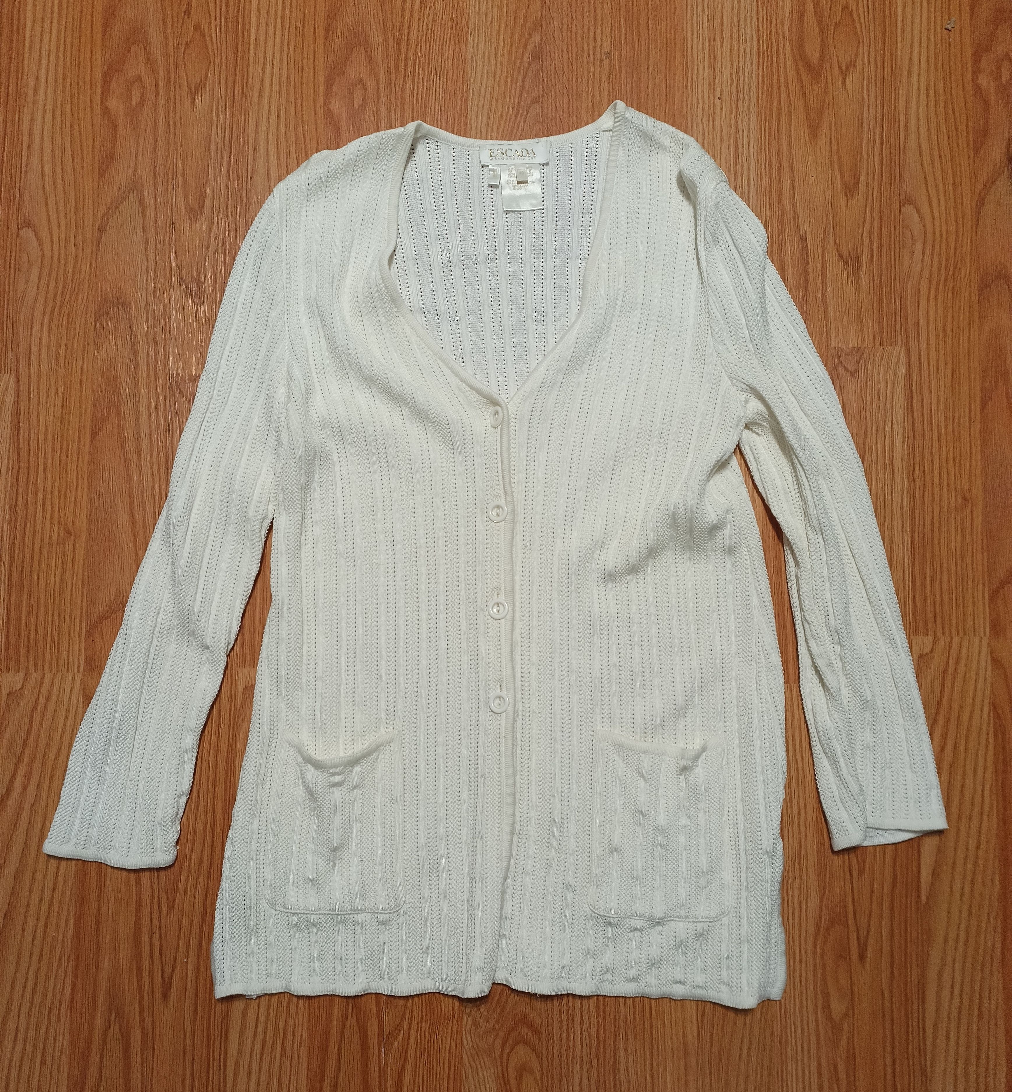 Escada ESCADA Ivory Vintage Knit Cotton Cardigan Sweater EU 40 Size M / US 6-8 / IT 42-44 - 5 Thumbnail