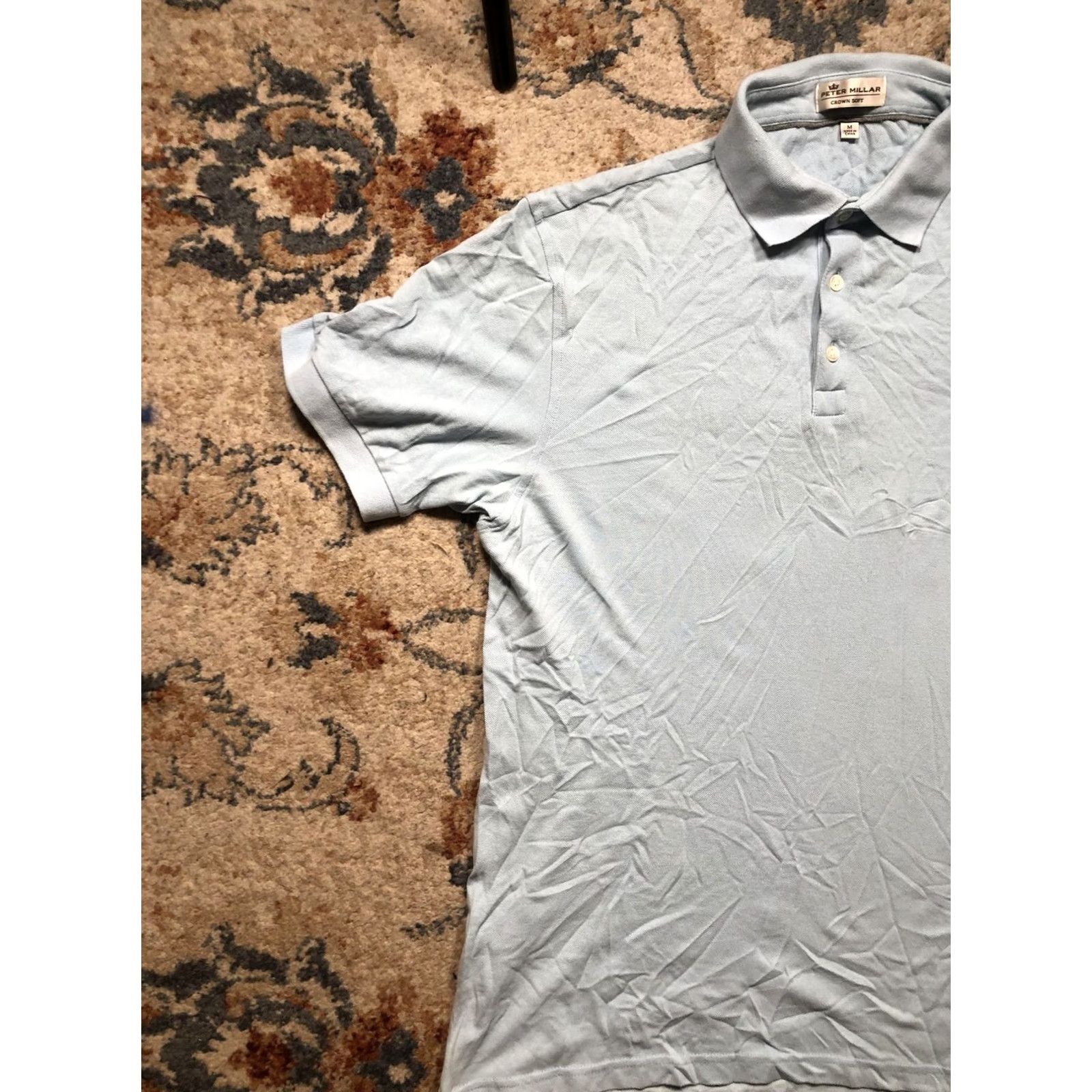 Peter Millar Peter Millar Polo Shirt Mens M Blue Solid Golf Cotton Blend Short Sleeve Size US M / EU 48-50 / 2 - 3 Thumbnail