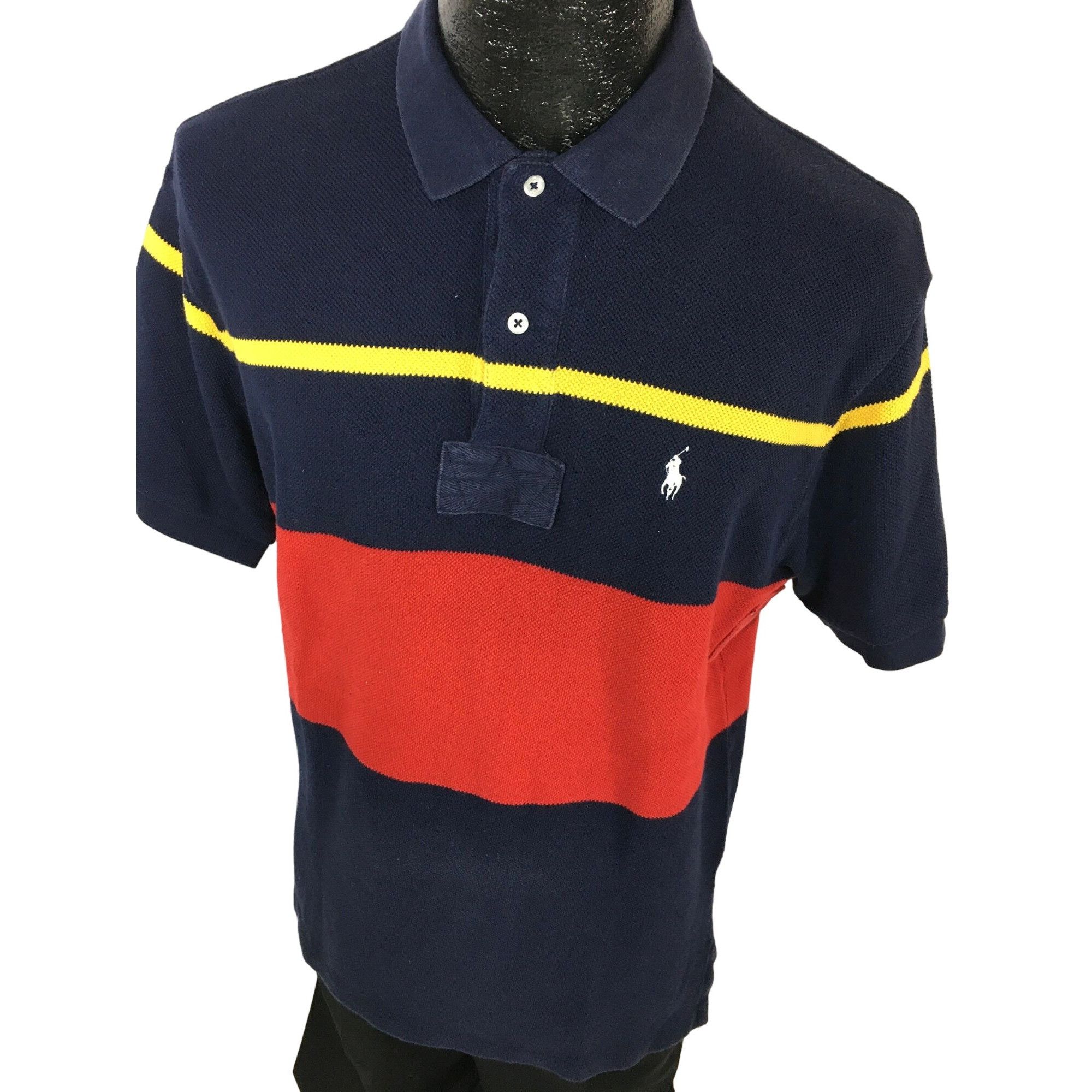 Polo Ralph Lauren Vtg Ralph Lauren Blue Red Stripe RUGBY Polo Logo Shirt Size US M / EU 48-50 / 2 - 4 Thumbnail