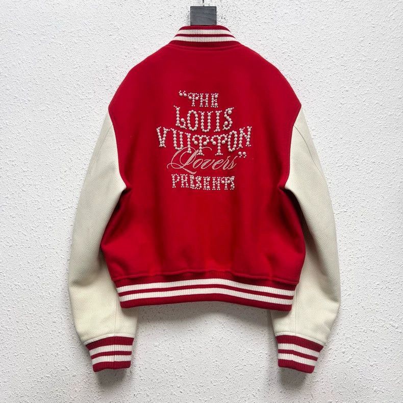 Louis Vuitton Louis Vuitton Red Baseball Jacket with Diamonds-2506 Size US L / EU 52-54 / 3 - 2 Thumbnail