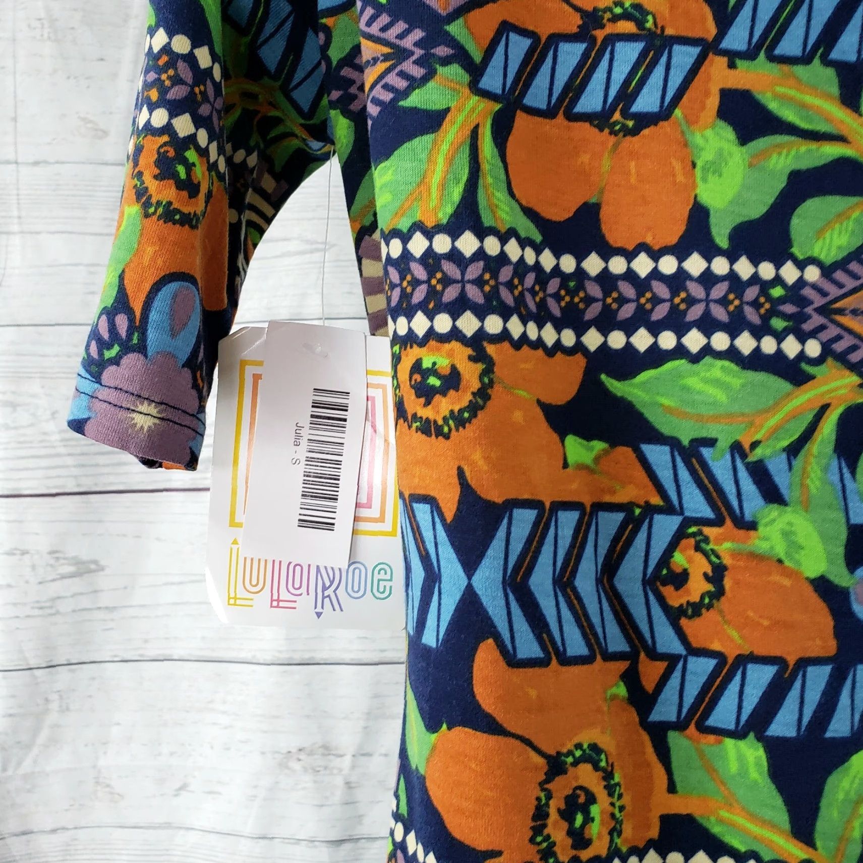 Vintage LuLaRoe Womens Julia Dress Small Green Floral Sleeveless? Short Sleeve Pullover Knee Length Size S / US 4 / IT 40 - 4 Thumbnail