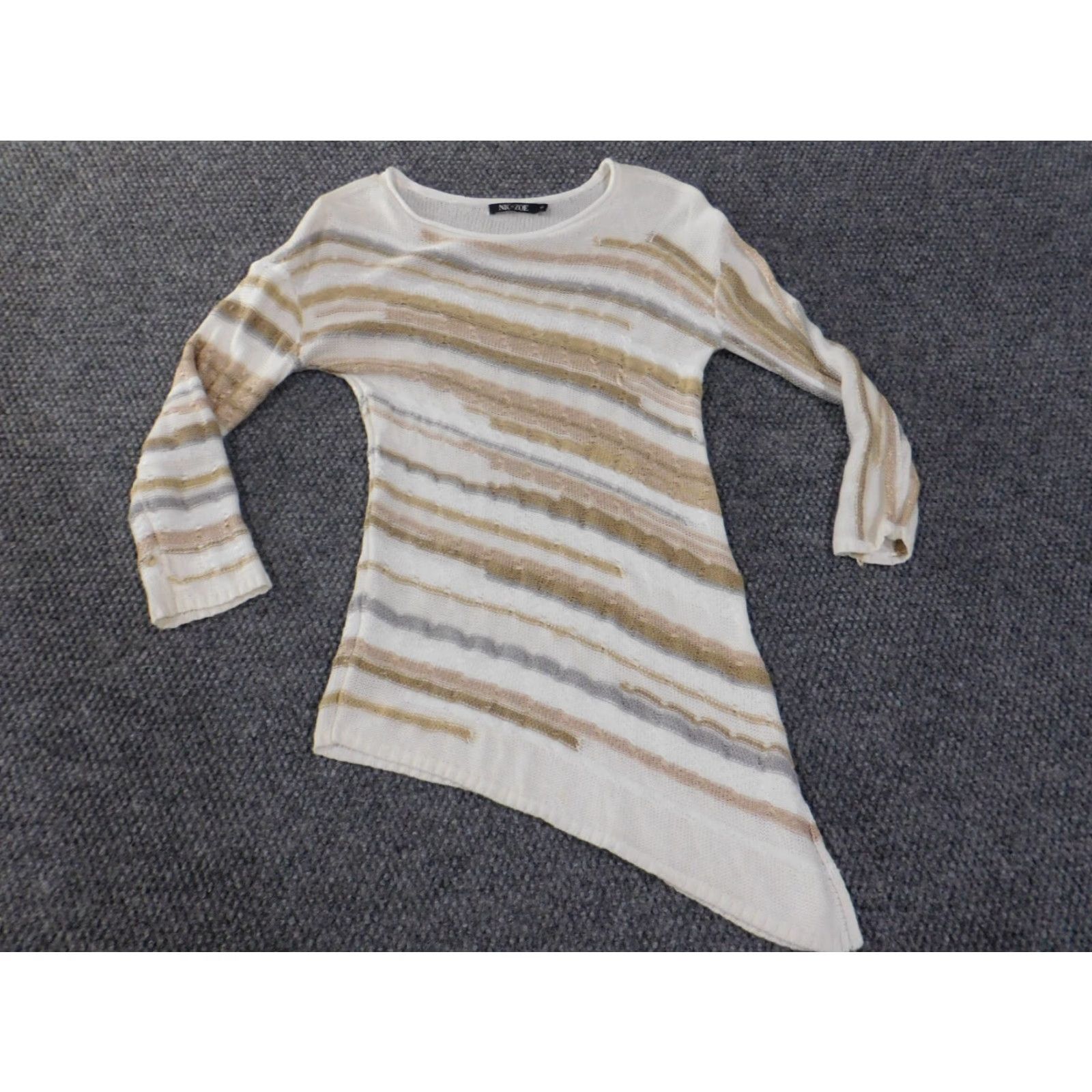 Vintage Zoe Sweater Cardigan Women's Beige Knit Long Sleeve Round Neck S Regular Modern Stretch Button Vintage: No Size S / US 4 / IT 40 - 3 Thumbnail