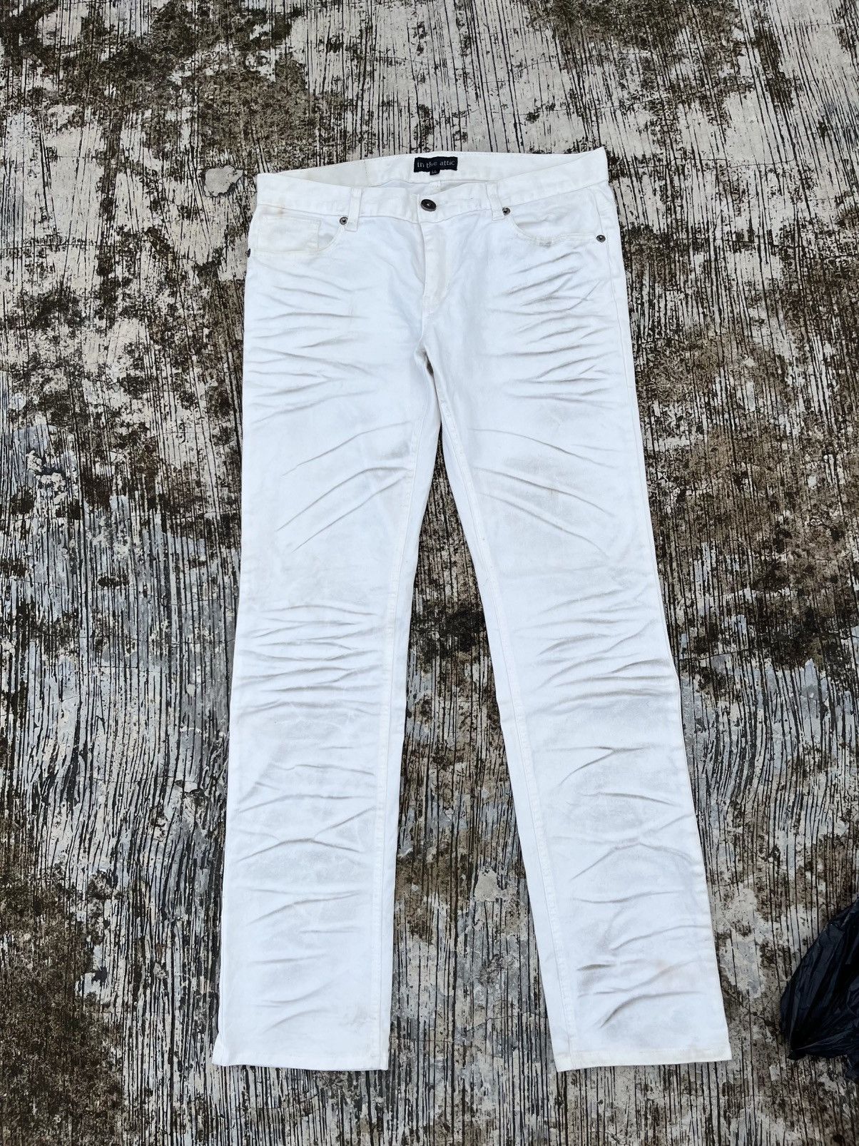 In the attic dirty zebra white denim