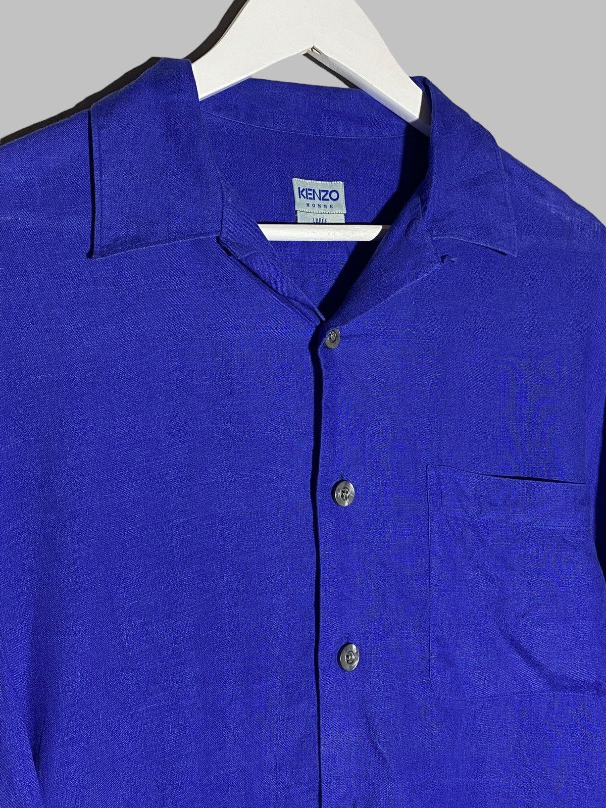 Kenzo Vintage Kenzo Homme Royal Blue Linen Shirt Old Money Size US L / EU 52-54 / 3 - 3 Thumbnail