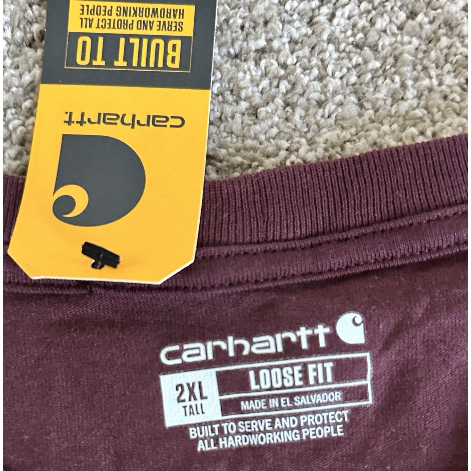 Carhartt NEW CARHARTT LONG-SLEEVED TSHIRT LOOSE FIT maroon XXL Size US XXL / EU 58 / 5 - 3 Thumbnail